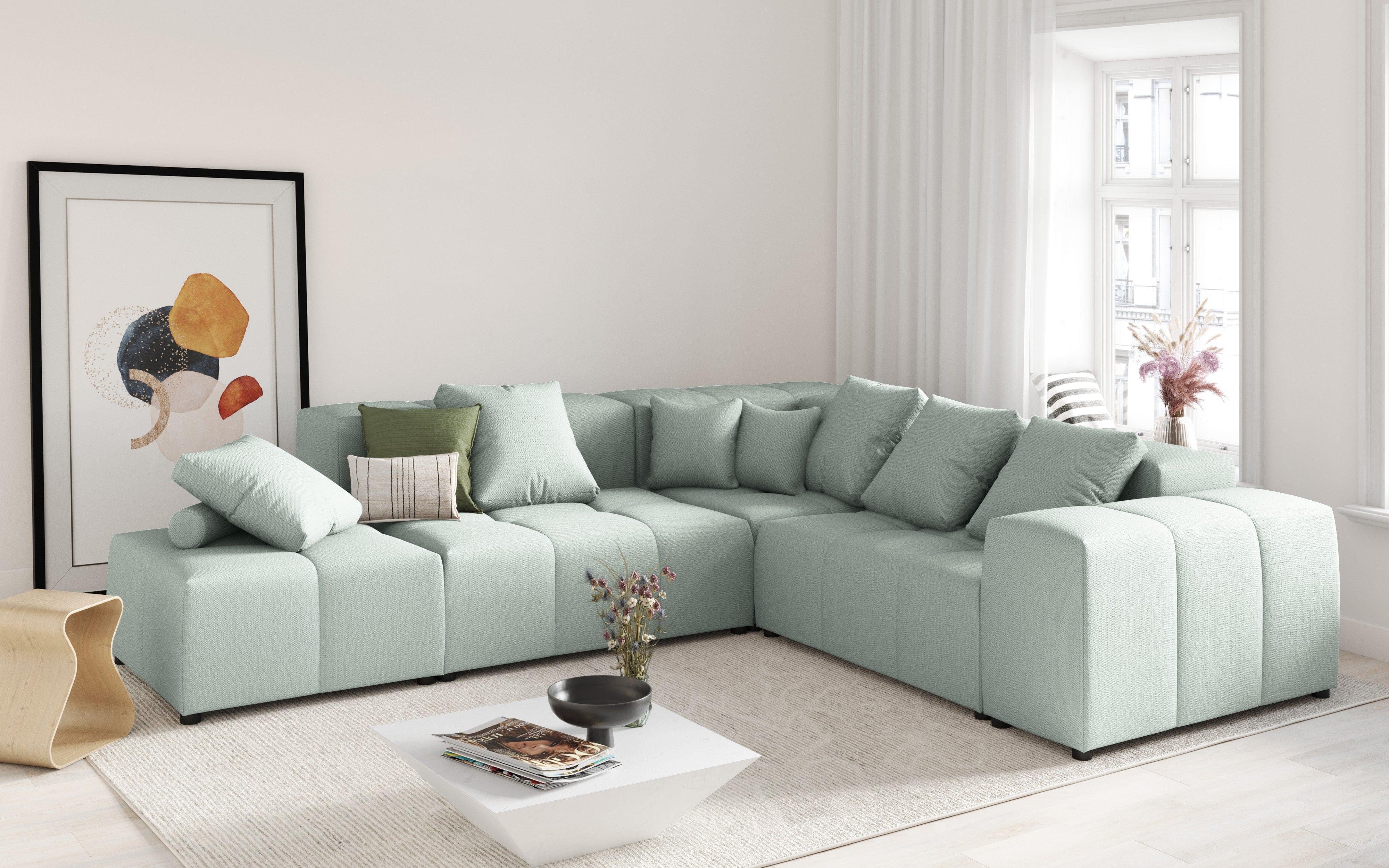 Narożnik modułowy duży 5-osobowy ROME miętowy Cosmopolitan Design Eye on Design