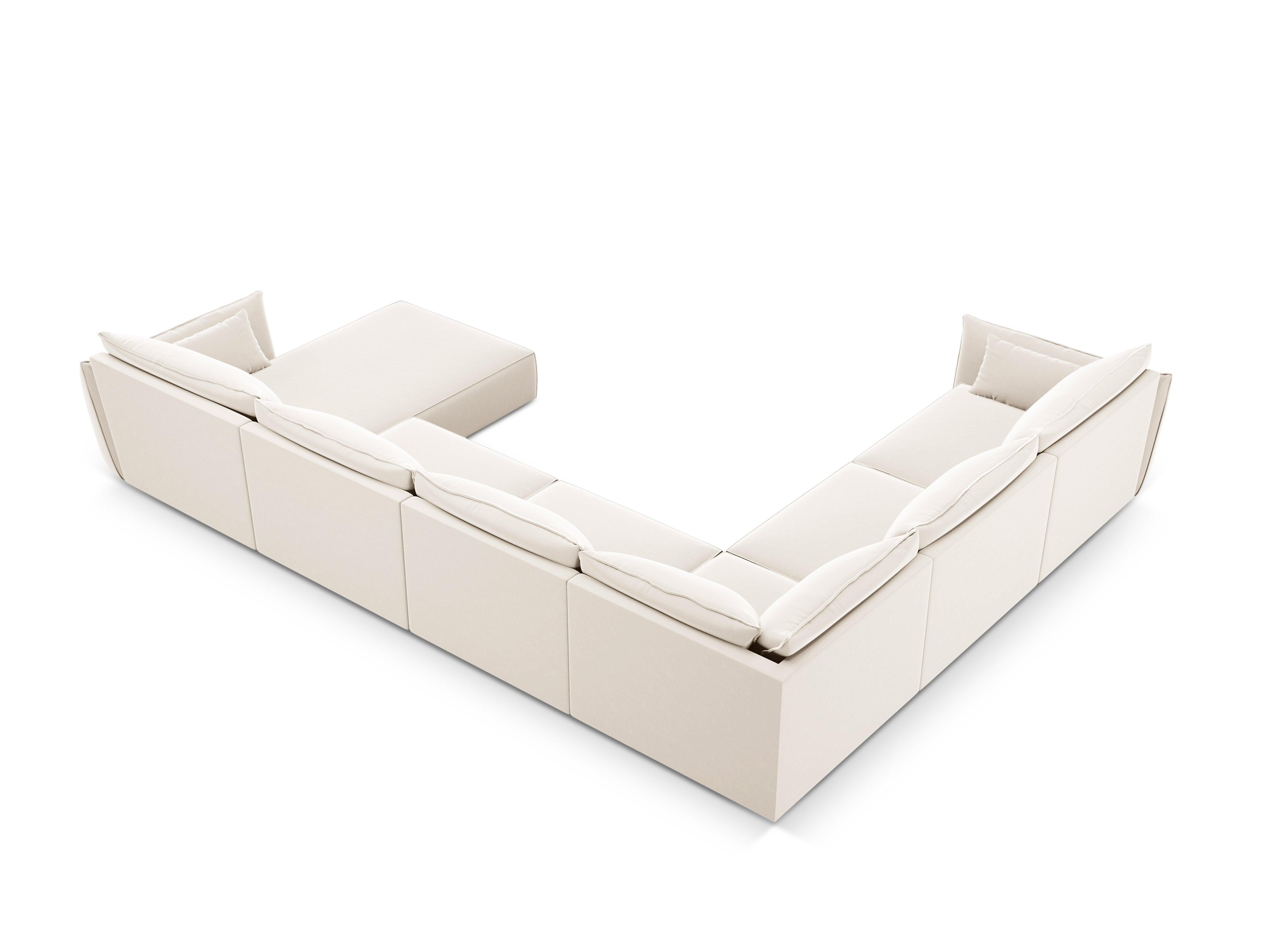 Narożnik panoramiczny aksamitny lewostronny VANDA beżowy Mazzini Sofas Eye on Design