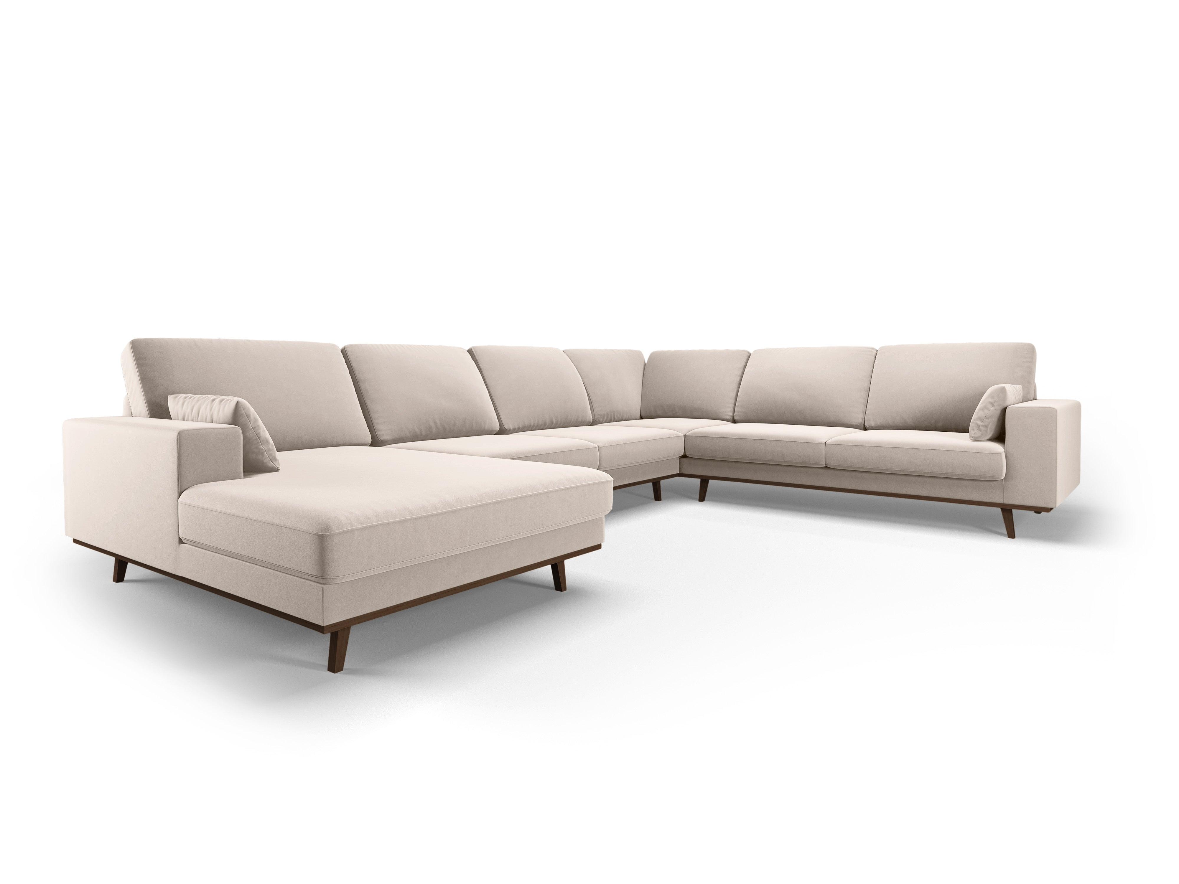 Narożnik prawostronny aksamitny panoramiczny HEBE beżowy Mazzini Sofas Eye on Design
