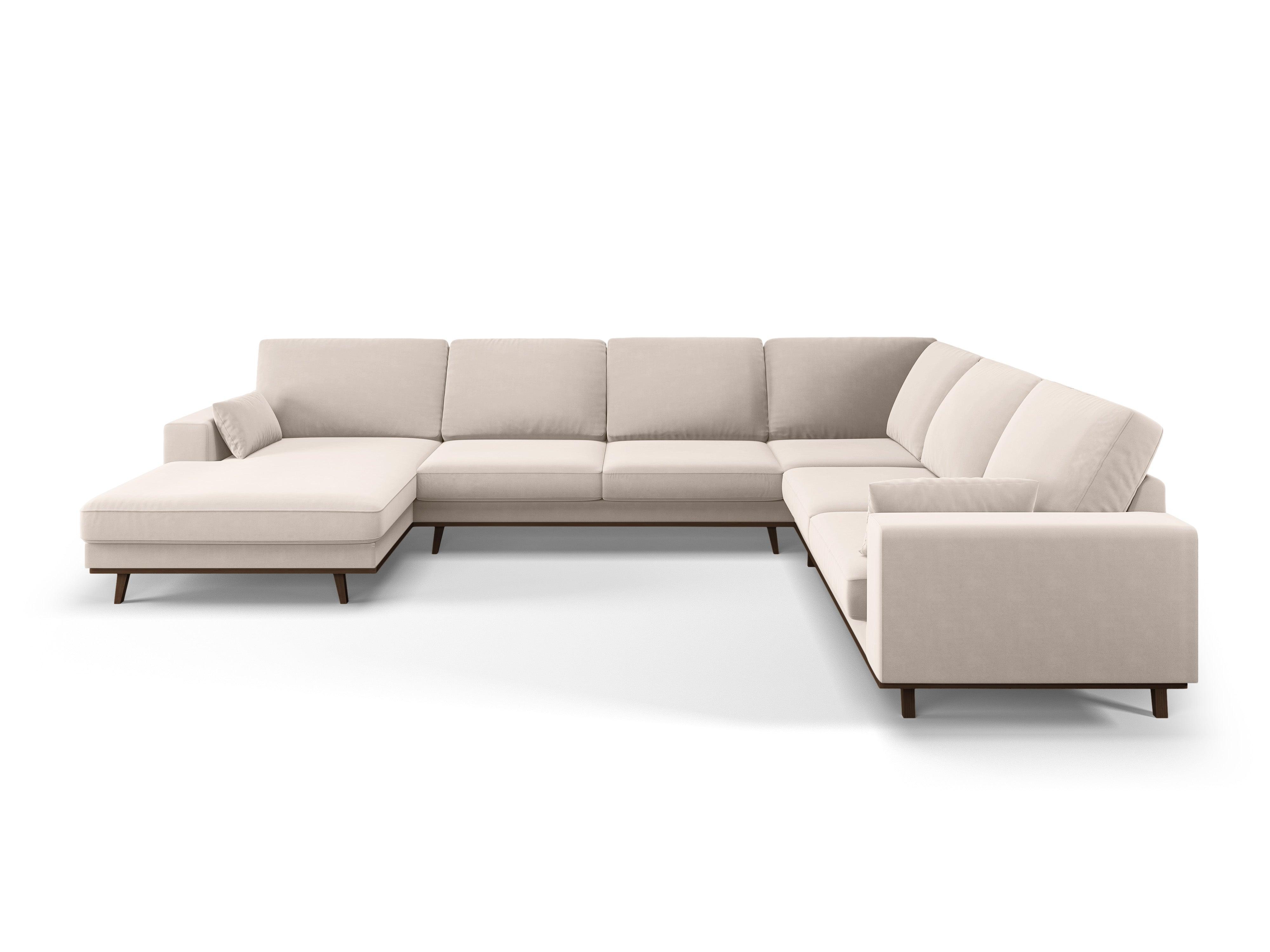 Narożnik prawostronny aksamitny panoramiczny HEBE beżowy Mazzini Sofas Eye on Design