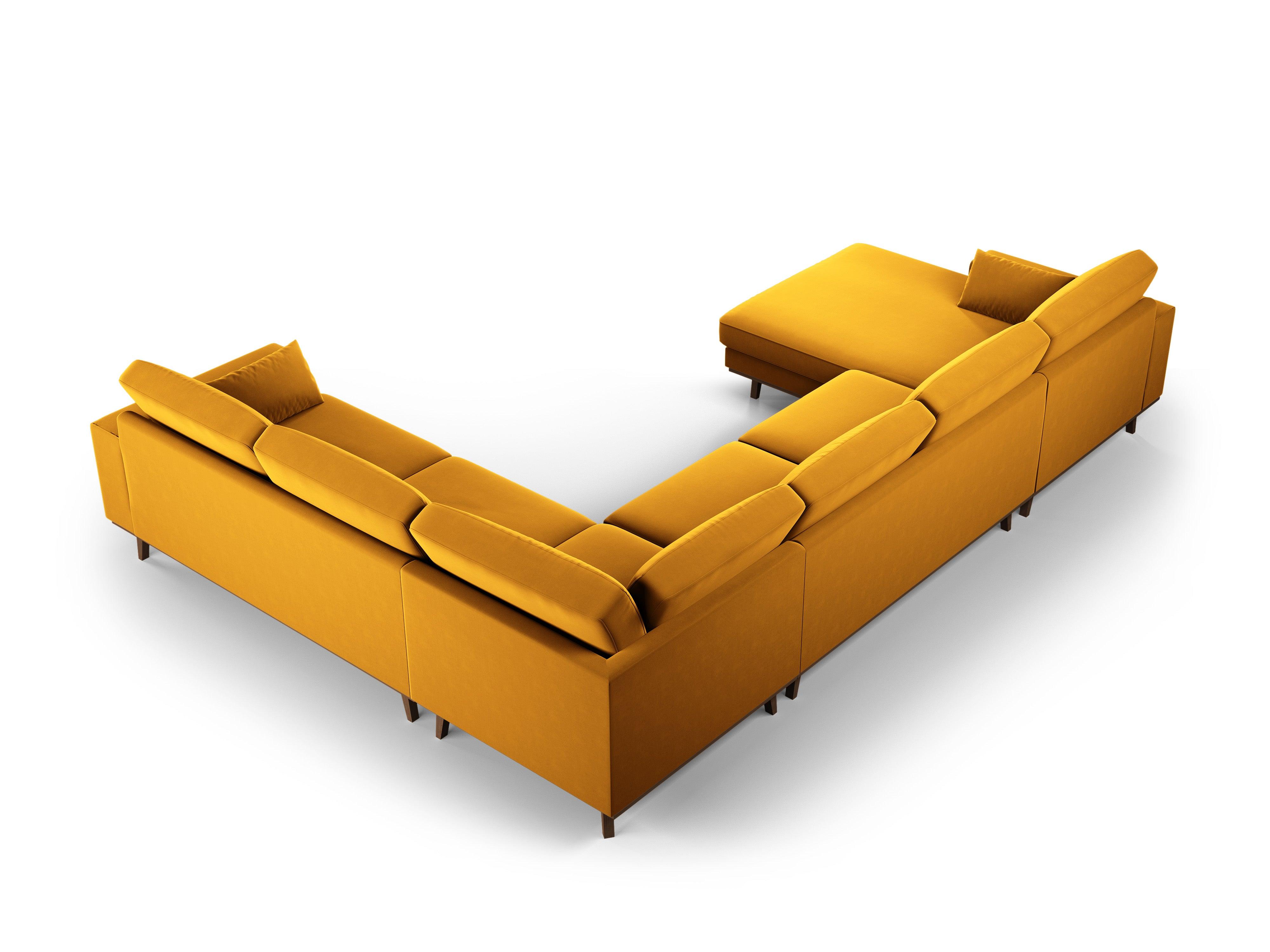 Narożnik prawostronny aksamitny panoramiczny HEBE żółty Mazzini Sofas Eye on Design