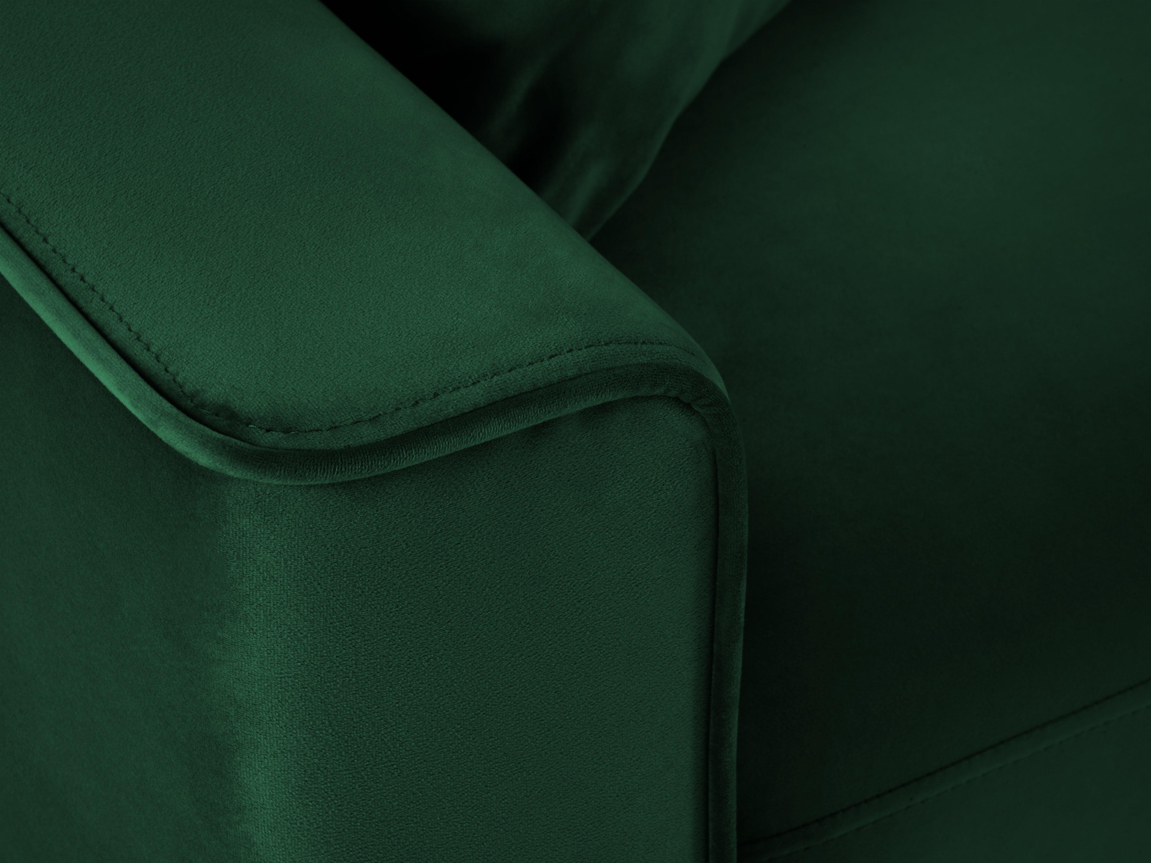 Narożnik prawostronny aksamitny z funkcją spania CARTADERA butelkowa zieleń z czarną podstawą Mazzini Sofas Eye on Design