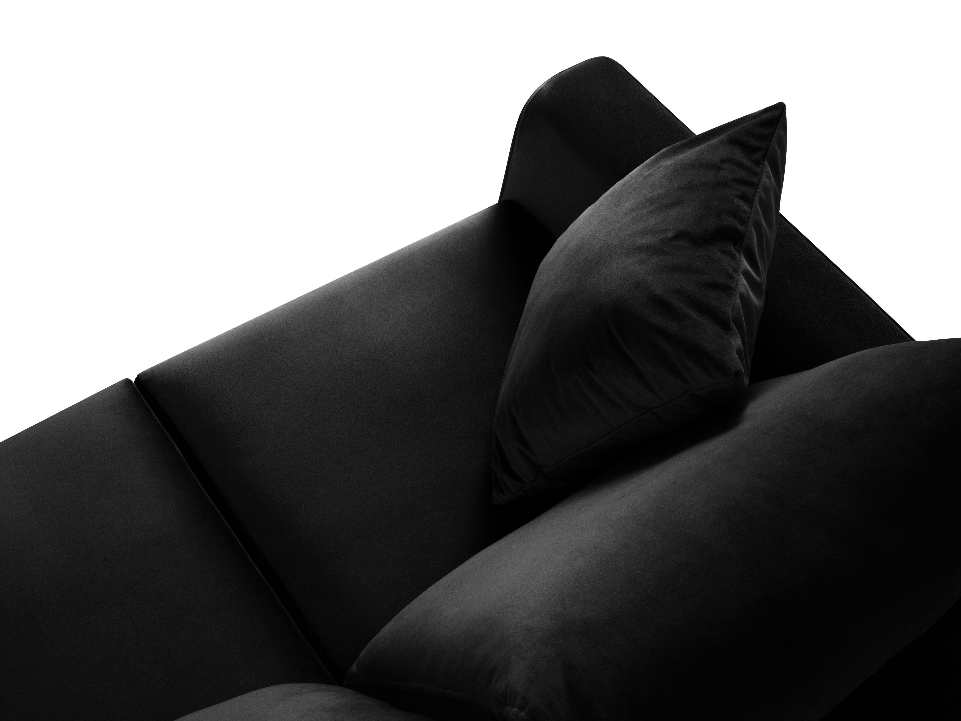 Narożnik prawostronny aksamitny z funkcją spania CARTADERA czarny ze złotą podstawą Mazzini Sofas Eye on Design