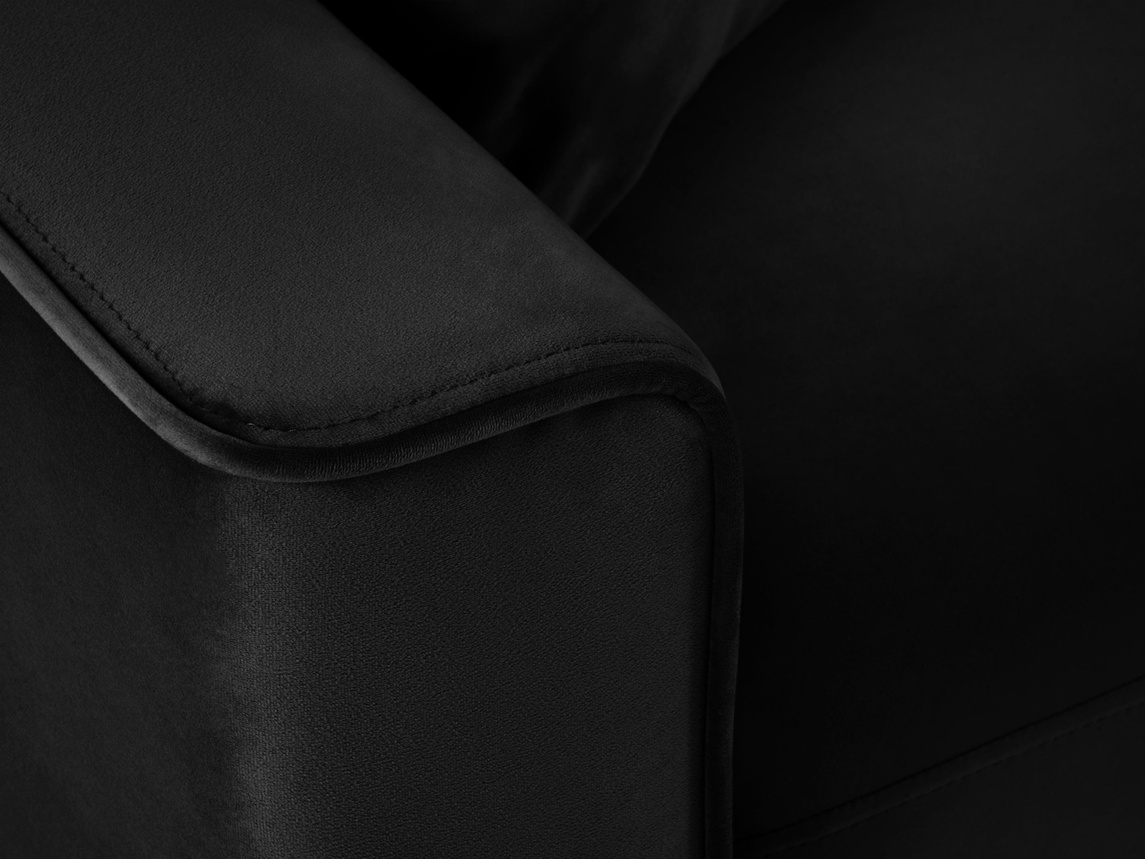 Narożnik prawostronny aksamitny z funkcją spania CARTADERA czarny ze złotą podstawą Mazzini Sofas Eye on Design