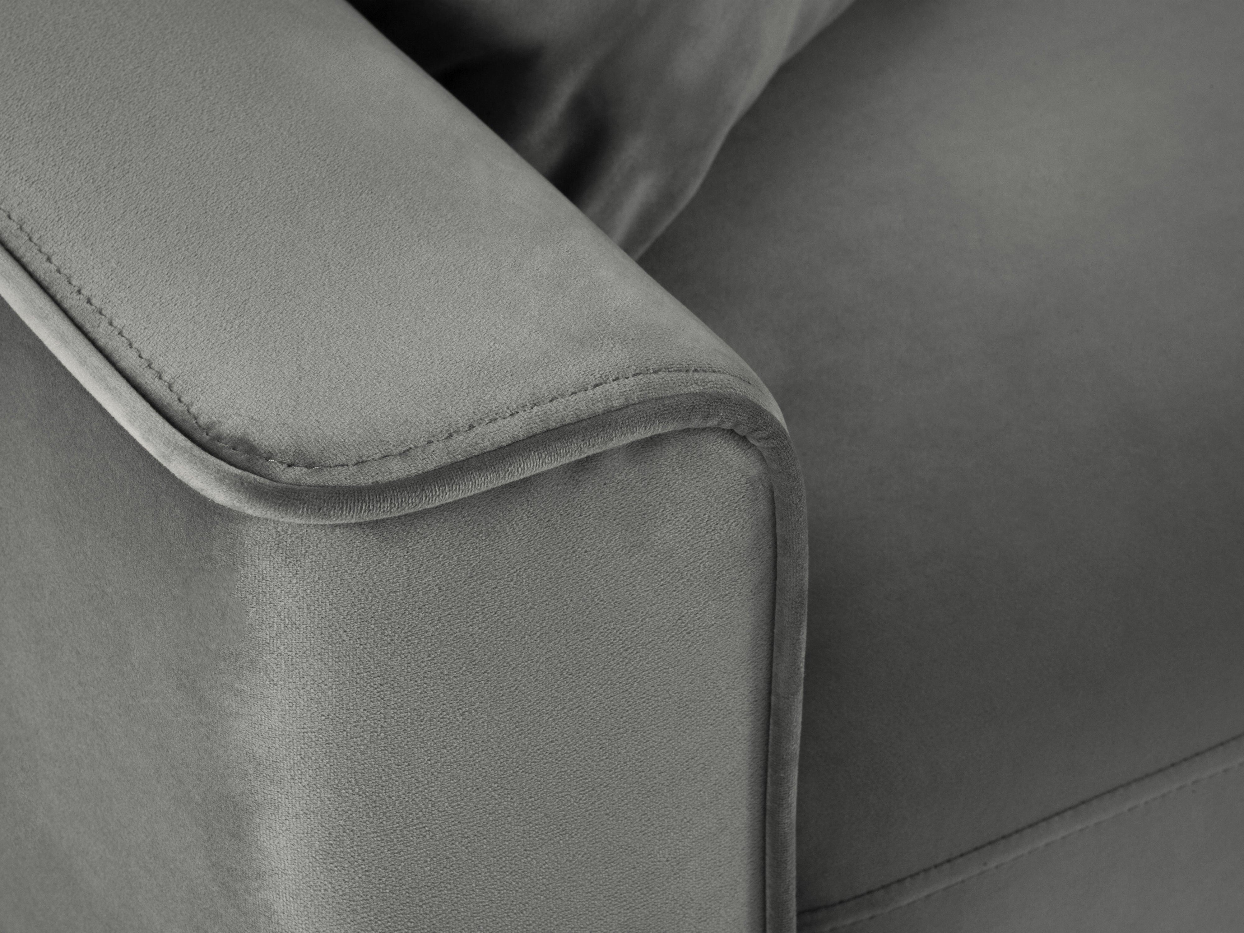 Narożnik prawostronny aksamitny z funkcją spania CARTADERA jasnoszary ze złotą podstawą Mazzini Sofas Eye on Design