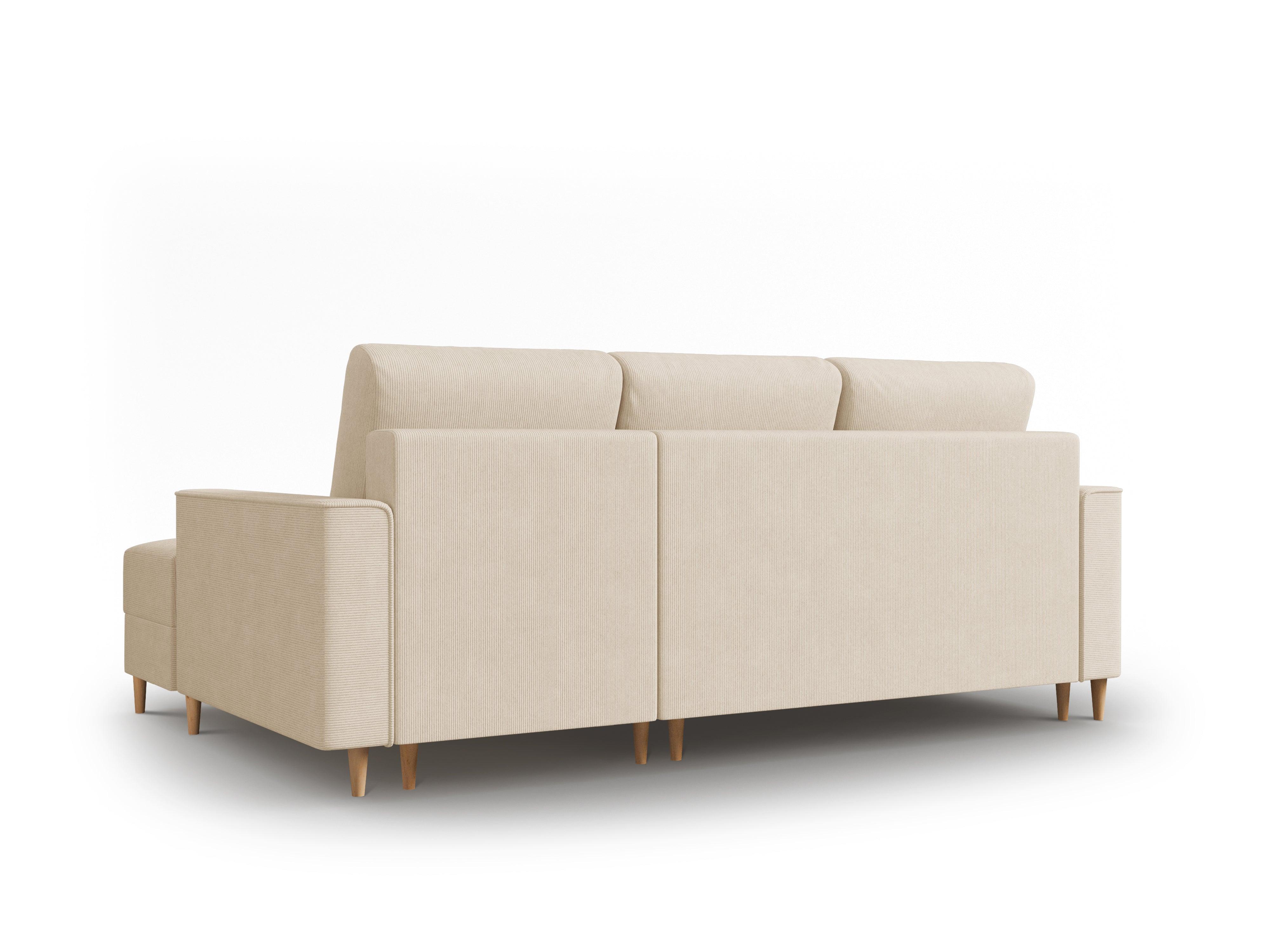 Narożnik prawostronny sztruksowy z funkcją spania CARTADERA beżowy Mazzini Sofas Eye on Design