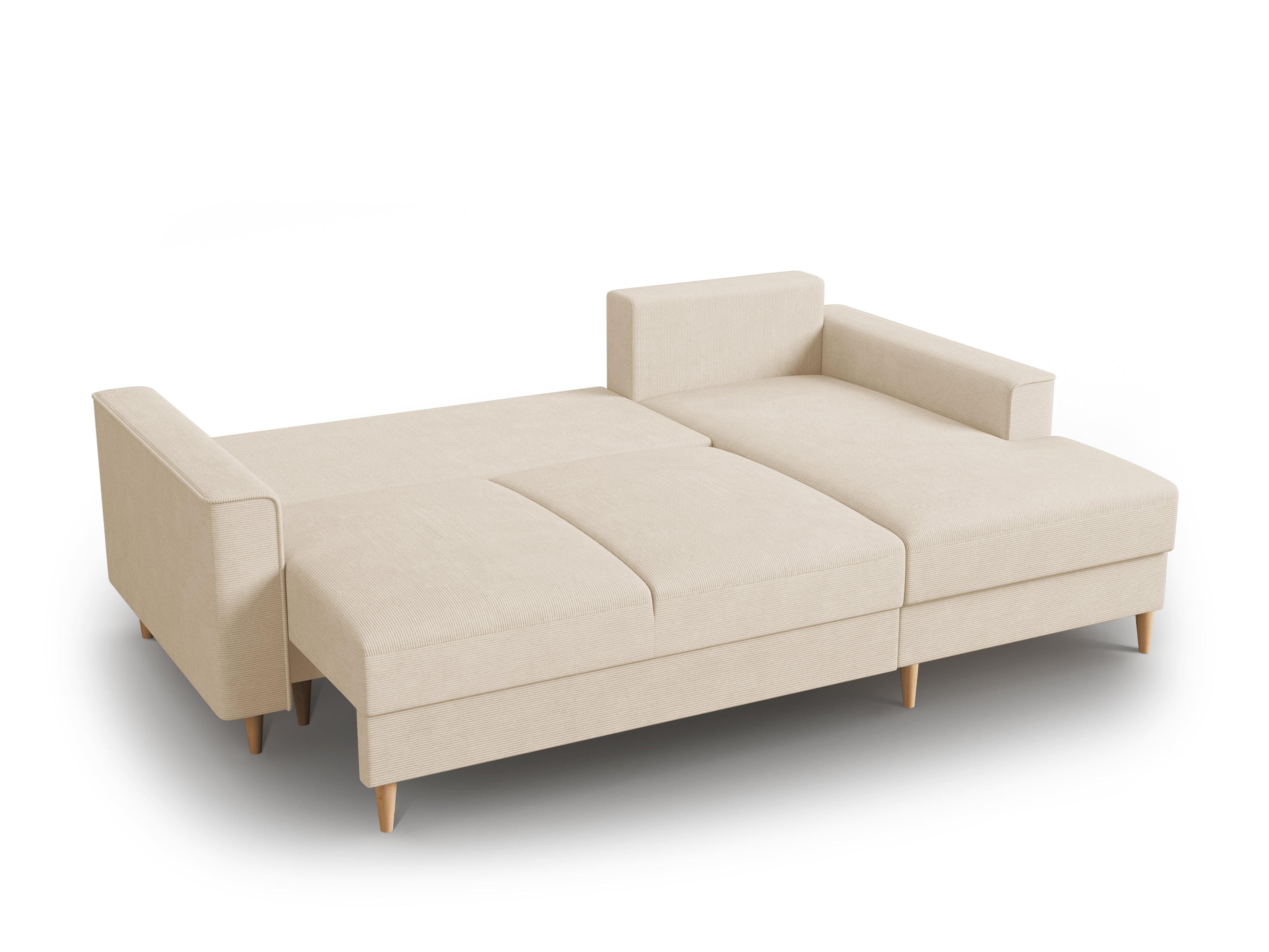 Narożnik prawostronny sztruksowy z funkcją spania CARTADERA beżowy Mazzini Sofas Eye on Design
