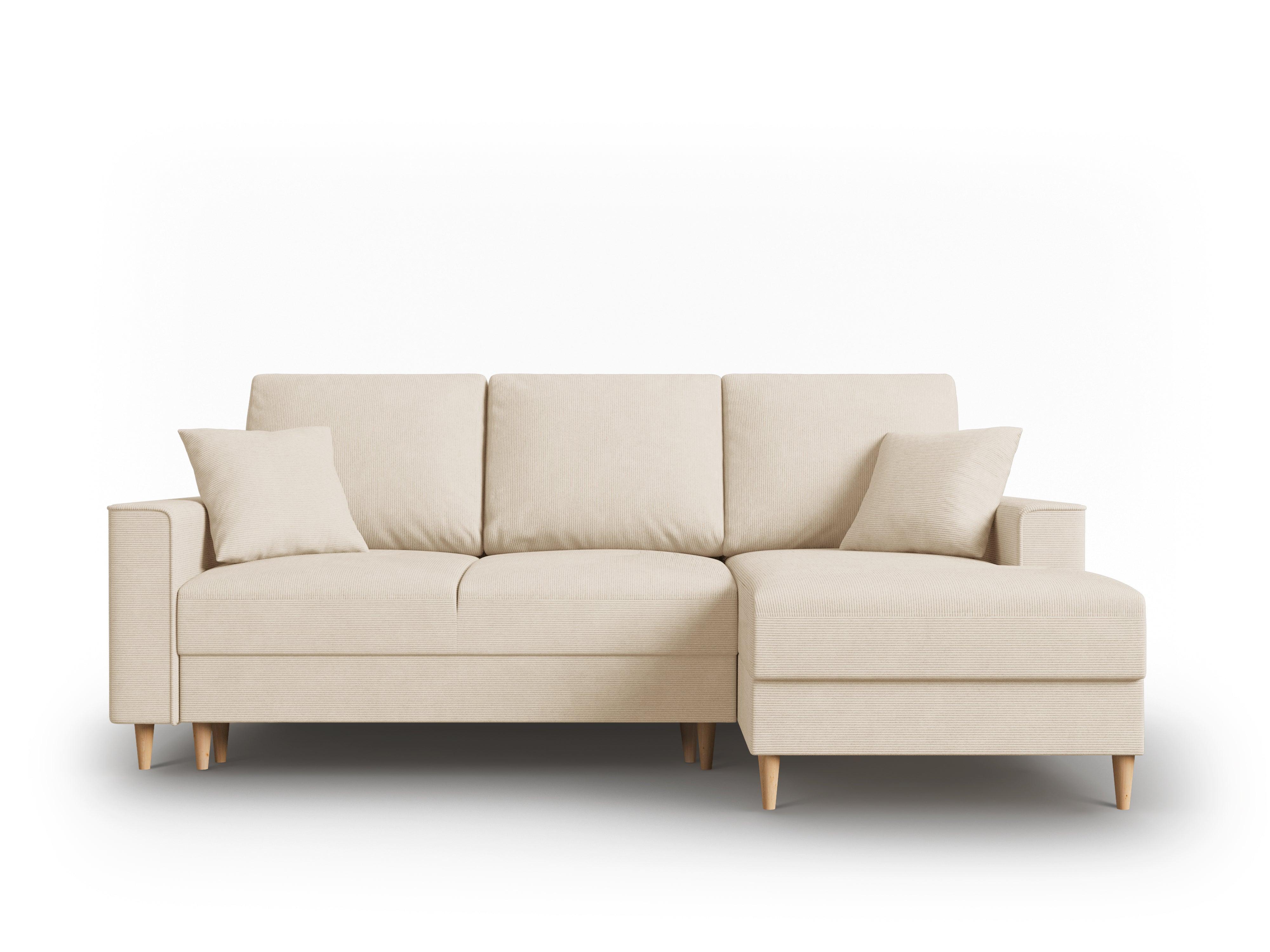 Narożnik prawostronny sztruksowy z funkcją spania CARTADERA beżowy Mazzini Sofas Eye on Design