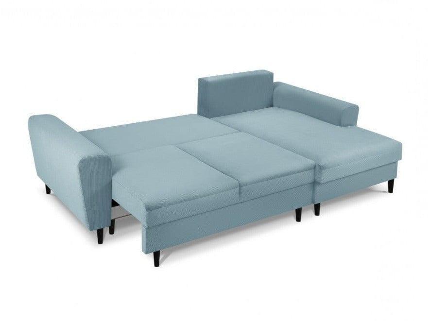 Narożnik prawostronny sztruksowy z funkcją spania KYOTO jasnoniebieski Cosmopolitan Design Eye on Design