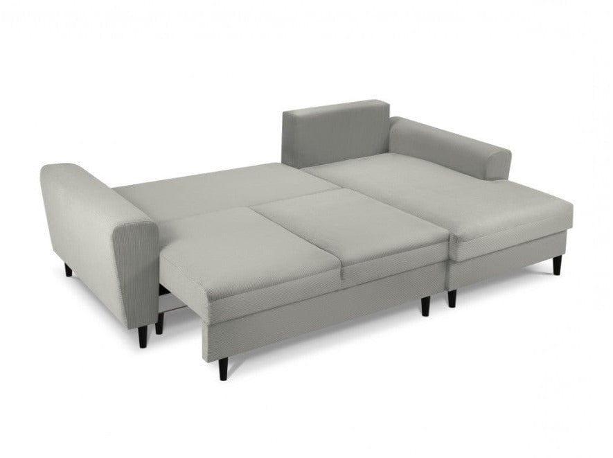 Narożnik prawostronny sztruksowy z funkcją spania KYOTO jasnoszary Cosmopolitan Design Eye on Design