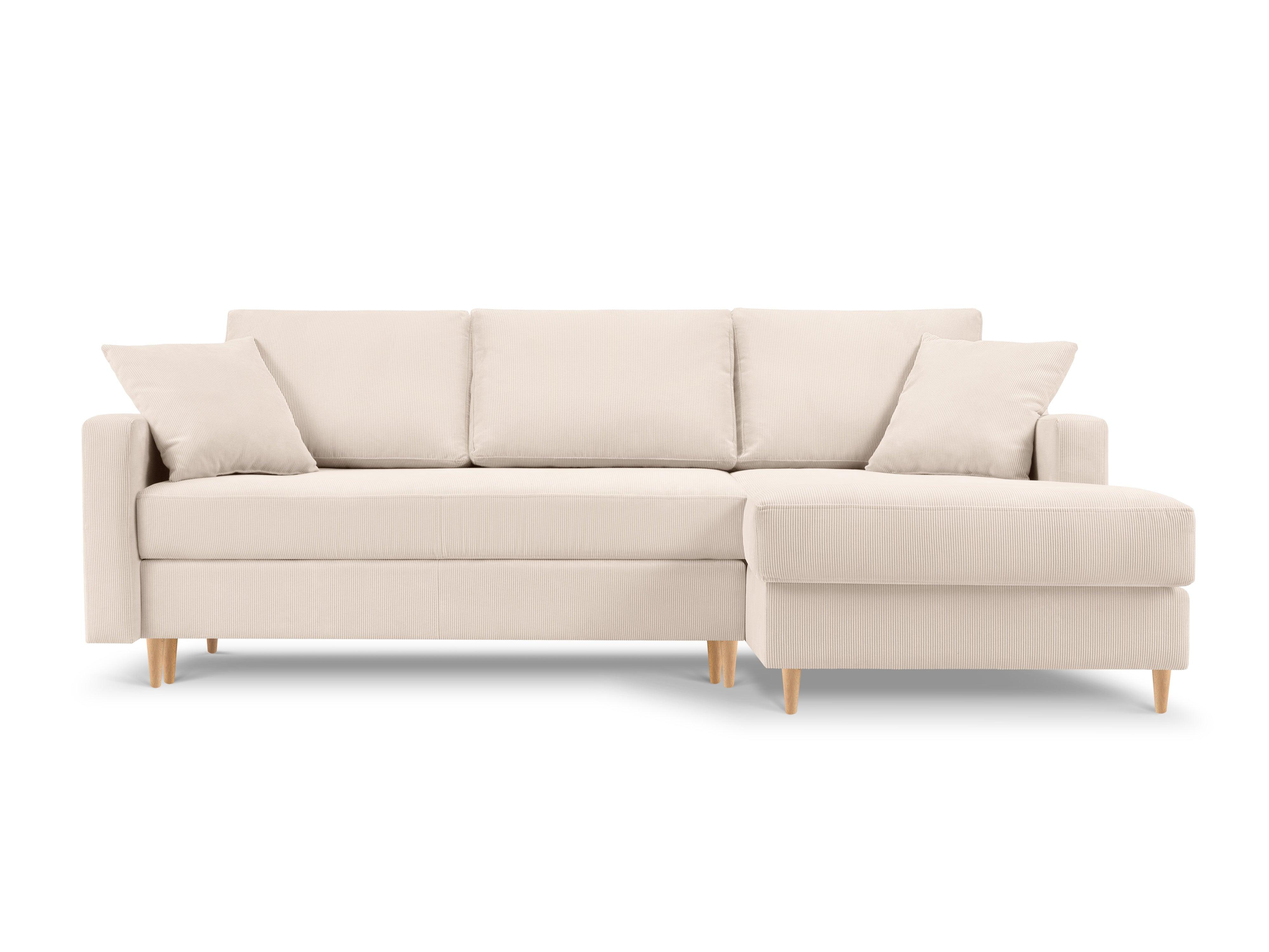 Narożnik prawostronny sztruksowy z funkcją spania ROSE beżowy Mazzini Sofas Eye on Design