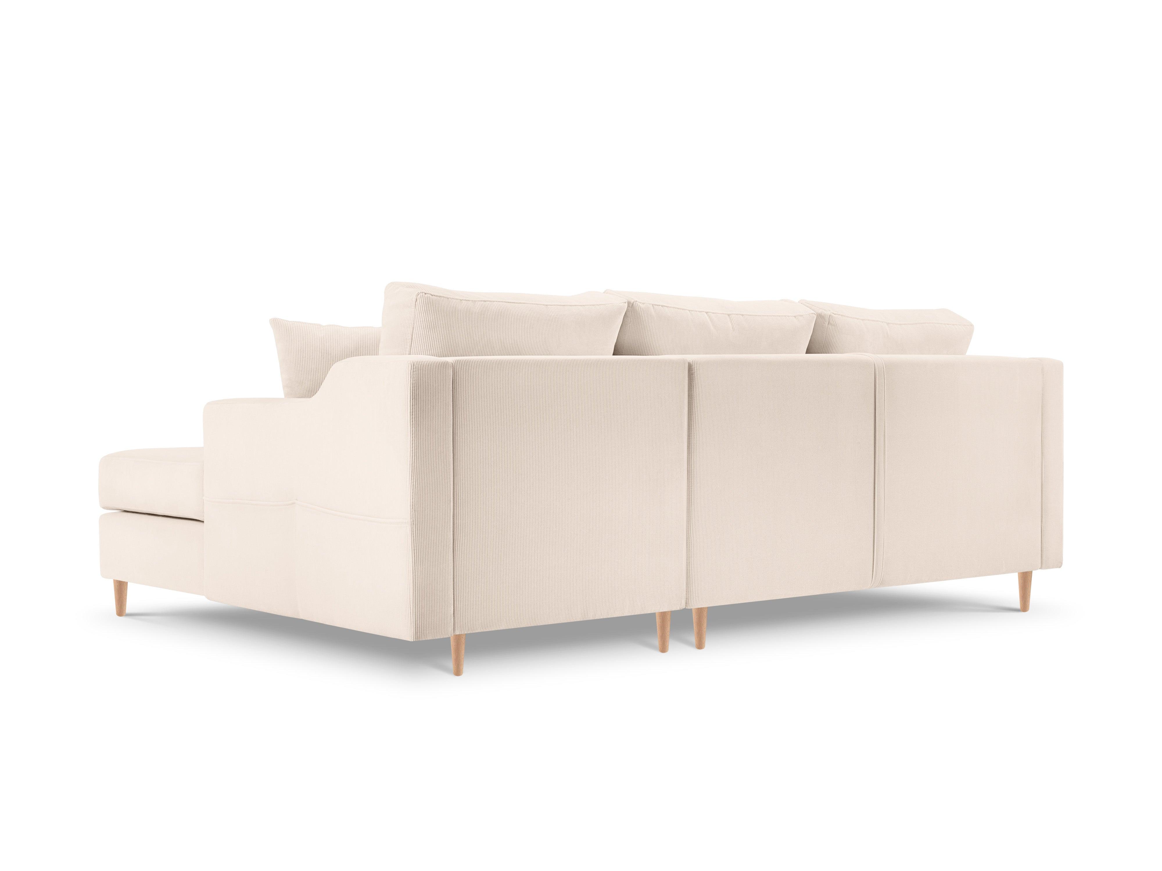 Narożnik prawostronny sztruksowy z funkcją spania ROSE beżowy Mazzini Sofas Eye on Design