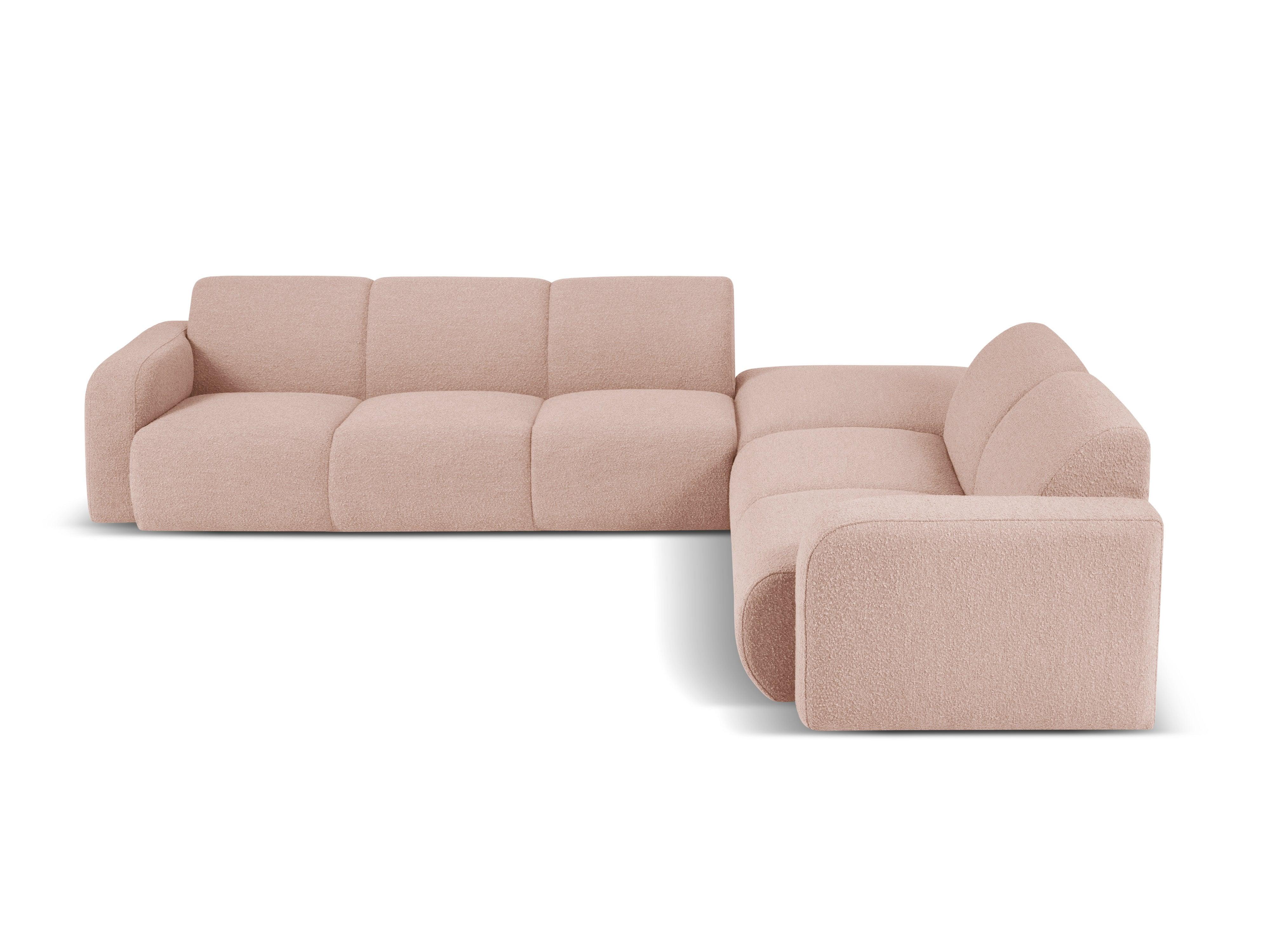 Narożnik prawostronny w tkaninie boucle 6-osobowy LOLA różowy Windsor & Co Eye on Design