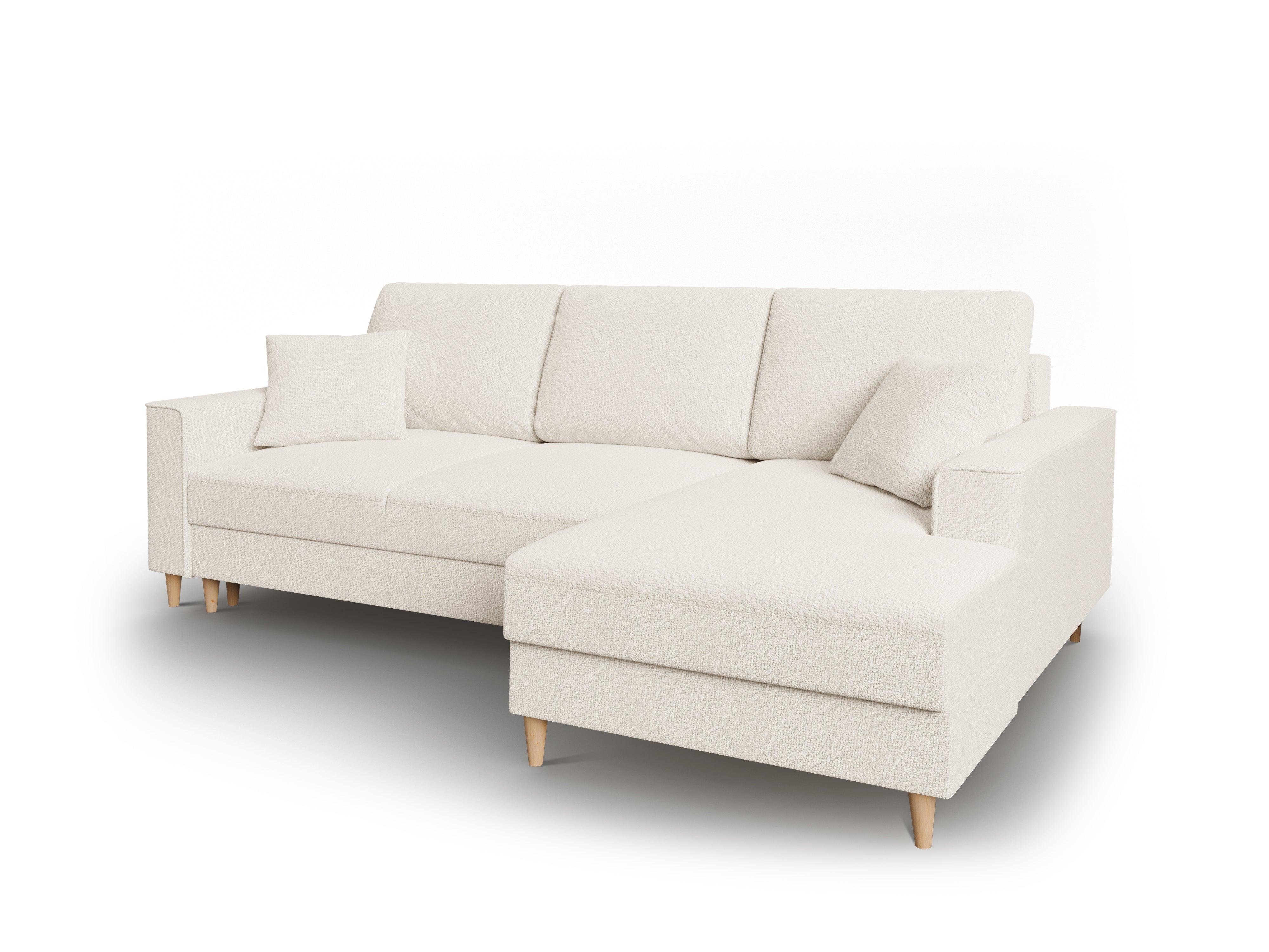 Narożnik prawostronny w tkaninie boucle z funkcją spania CARTADERA beżowy Mazzini Sofas Eye on Design