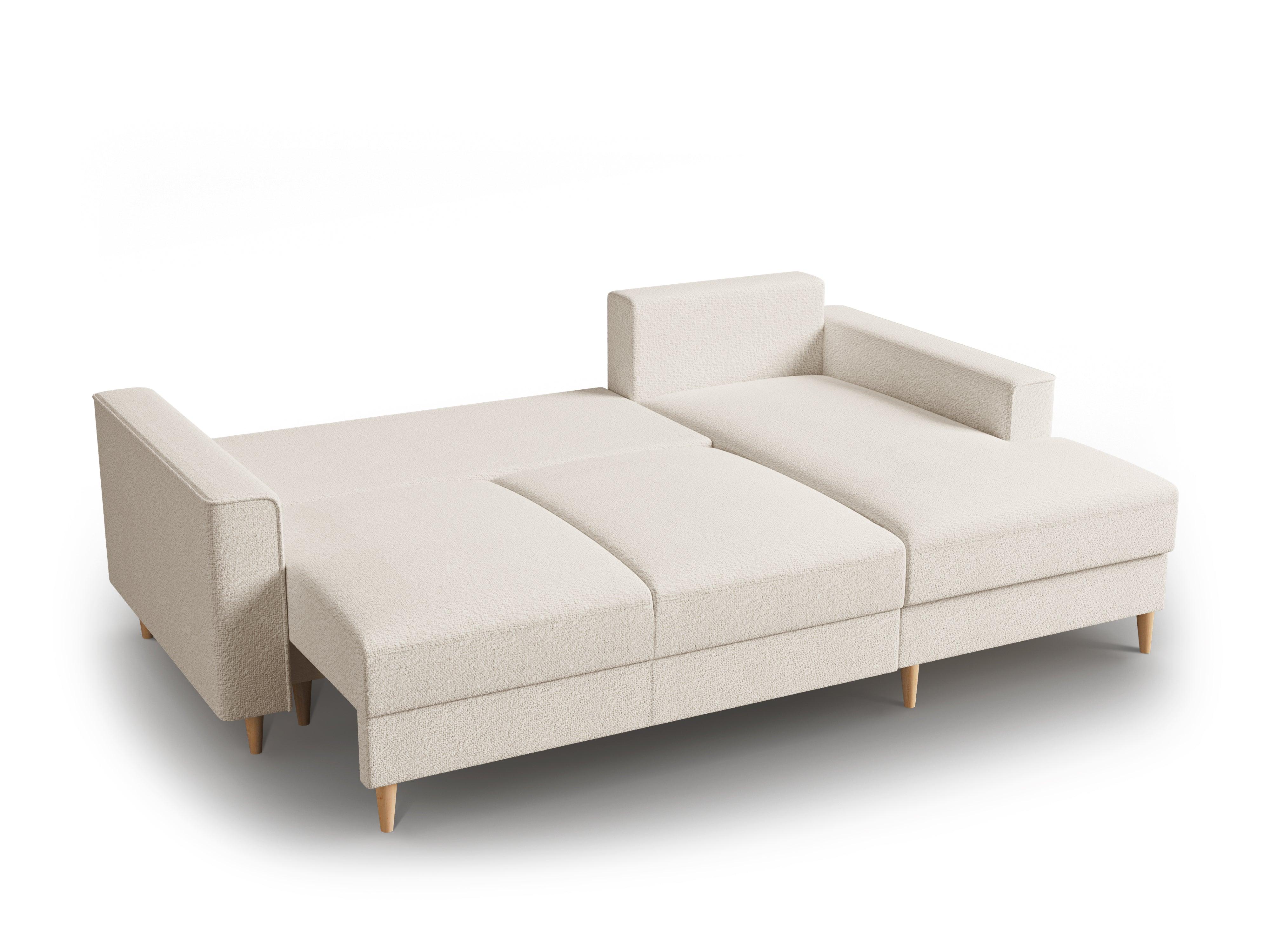 Narożnik prawostronny w tkaninie boucle z funkcją spania CARTADERA beżowy Mazzini Sofas Eye on Design