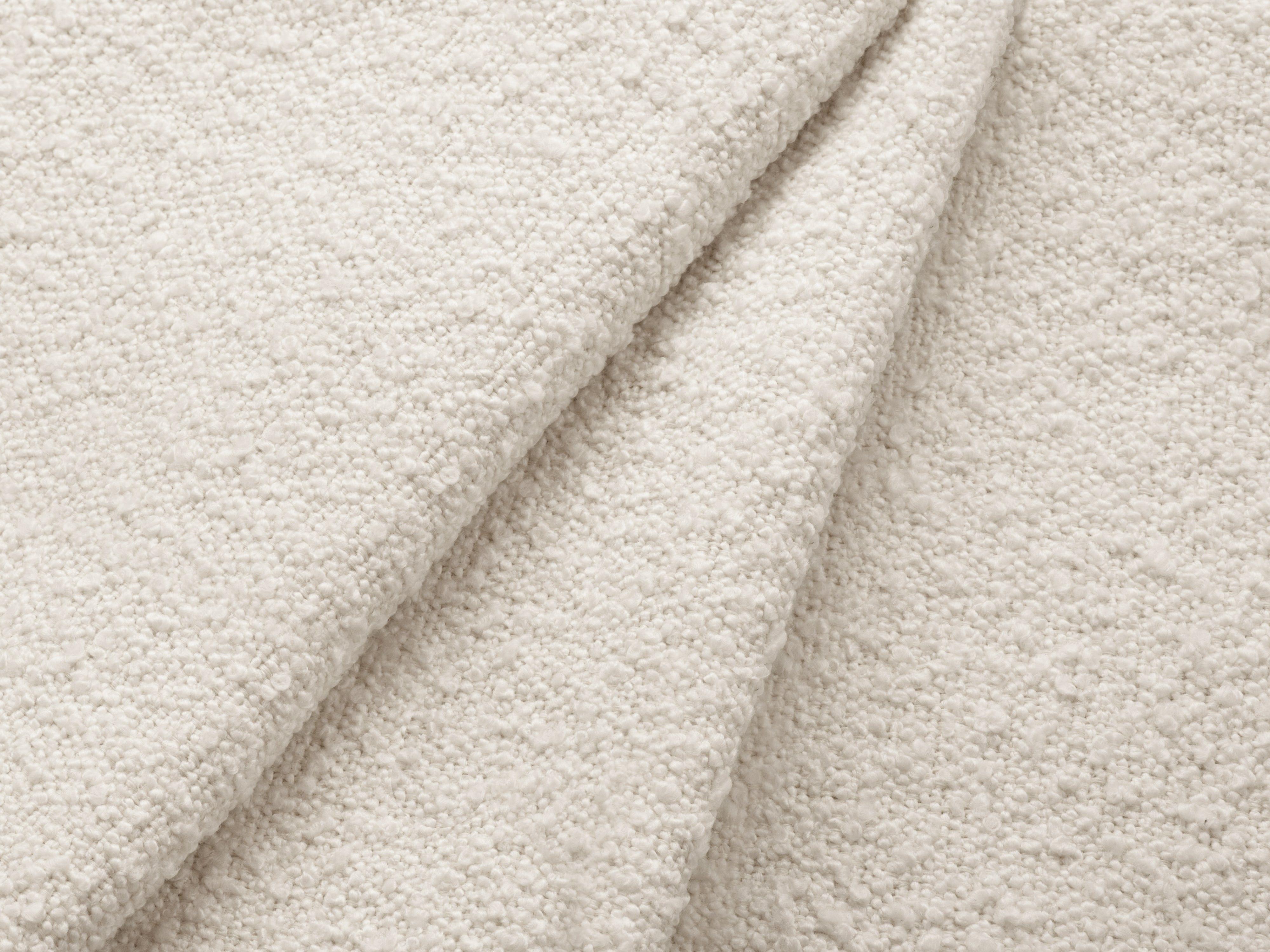 Narożnik prawostronny z funkcją spania KYOTO beżowy bouclé z drewnianą podstawą Cosmopolitan Design Eye on Design
