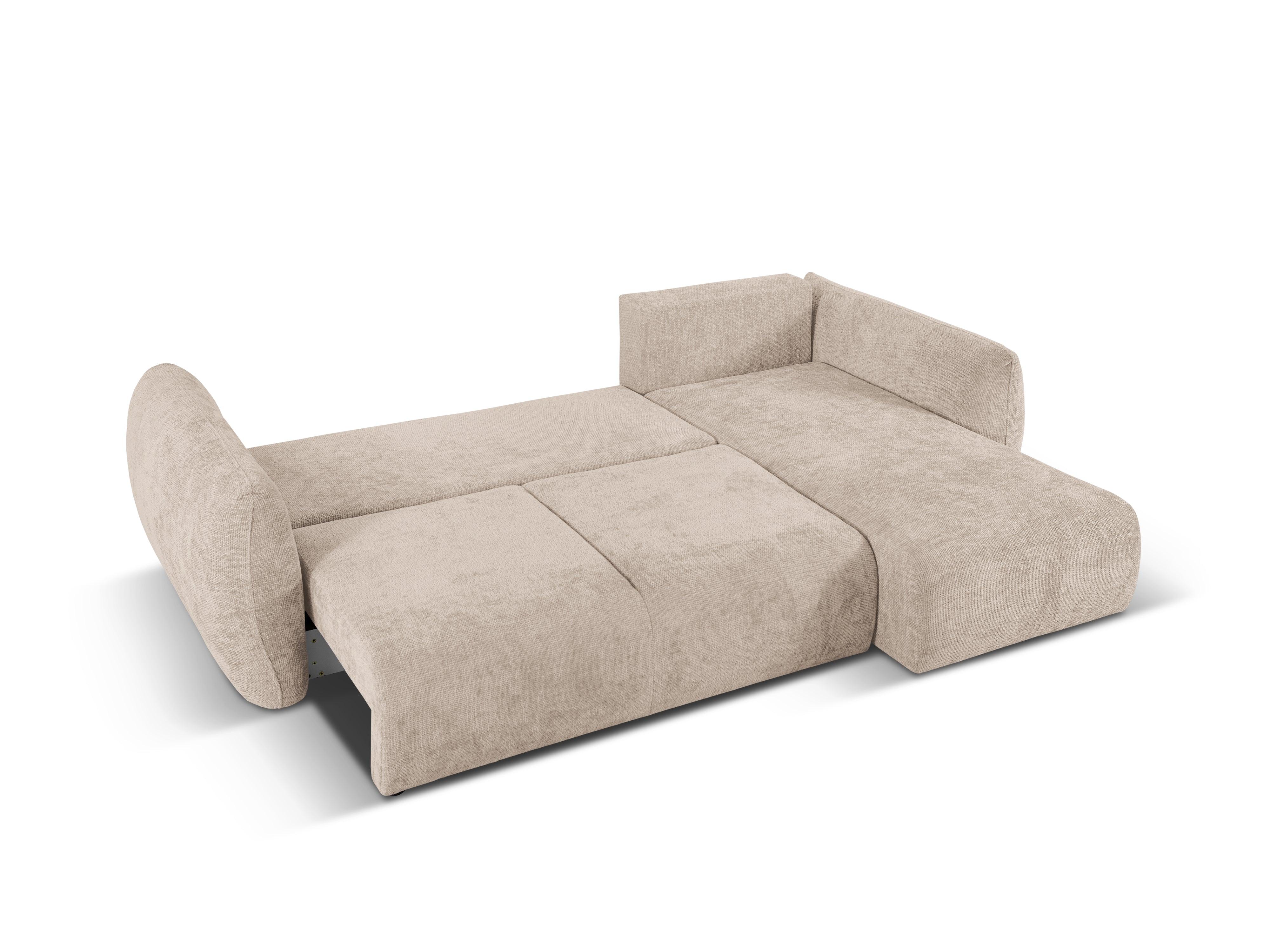 Narożnik prawostronny z funkcją spania MATERA beżowy szenil Cosmopolitan Design Eye on Design