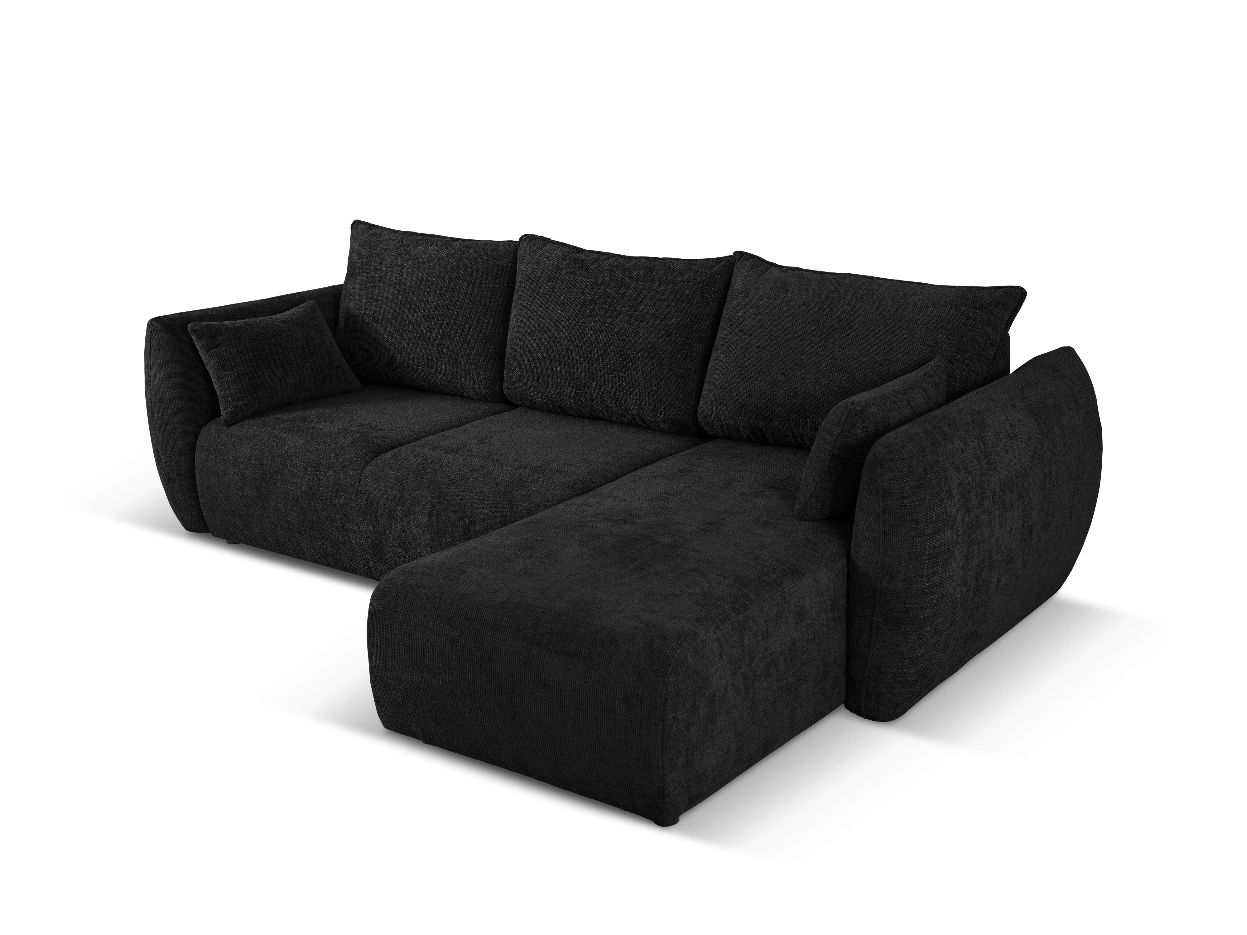 Narożnik prawostronny z funkcją spania MATERA czarny szenil Cosmopolitan Design Eye on Design