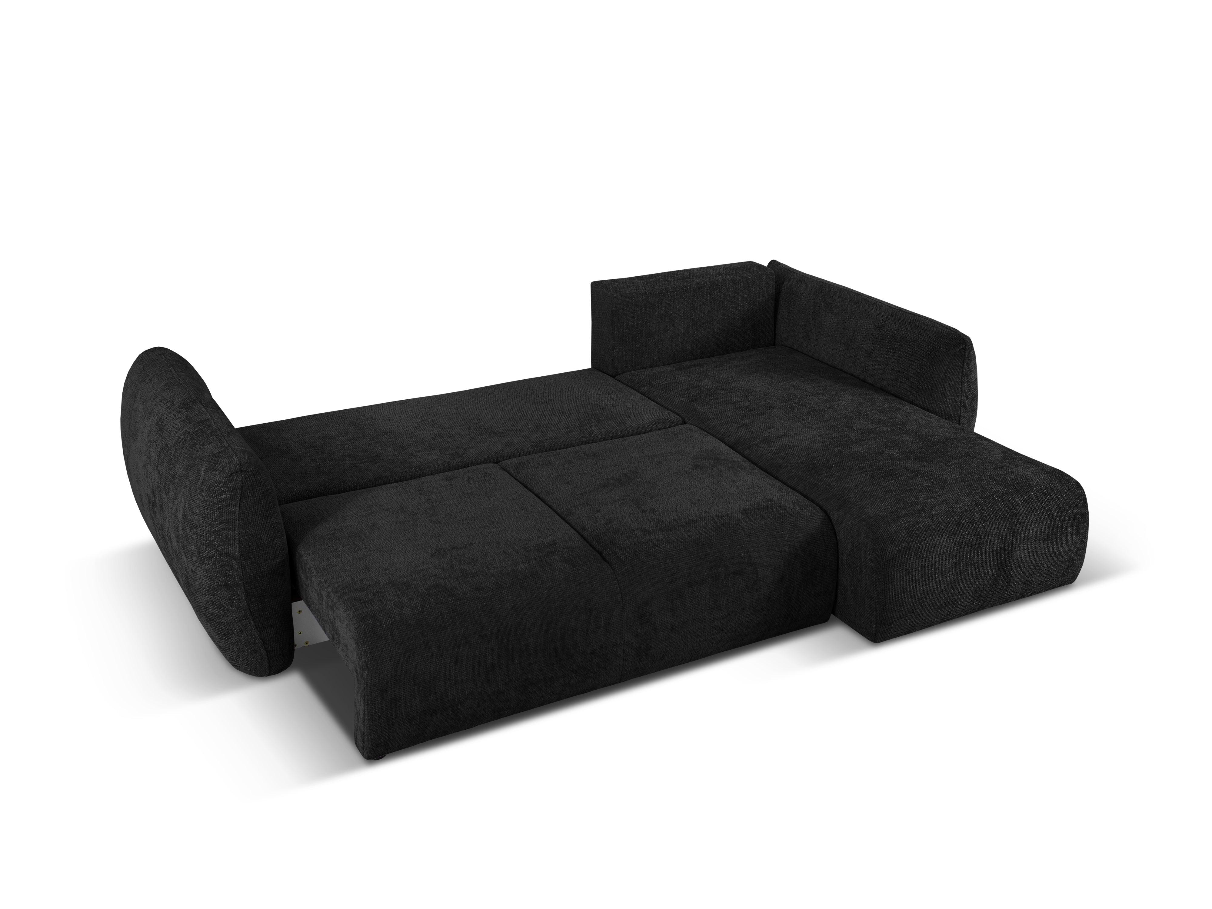 Narożnik prawostronny z funkcją spania MATERA czarny szenil Cosmopolitan Design Eye on Design