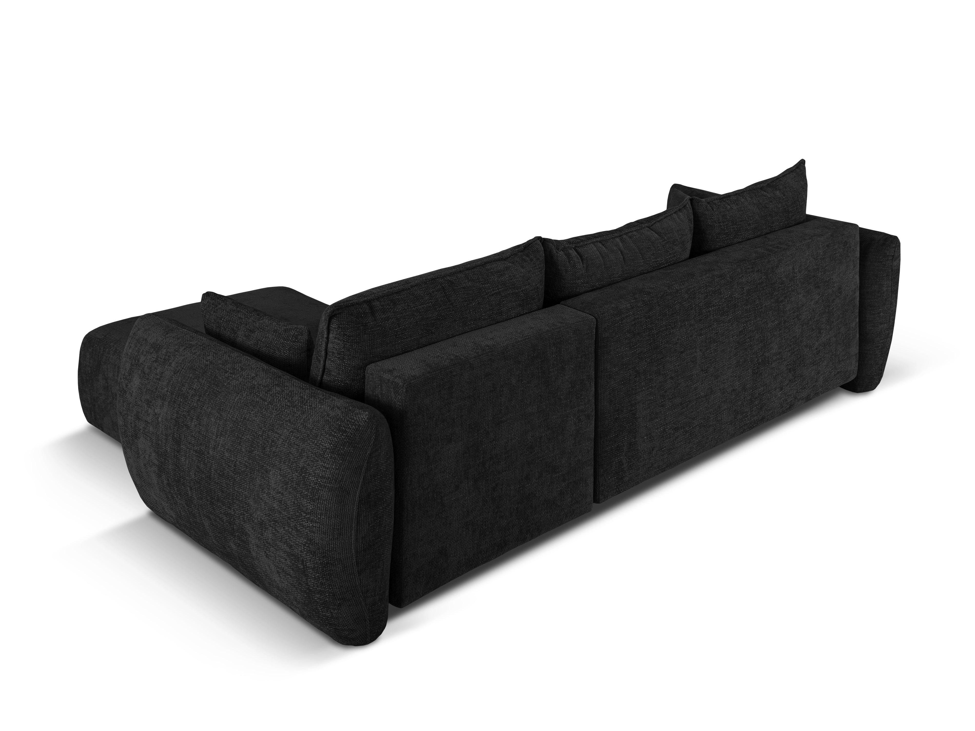 Narożnik prawostronny z funkcją spania MATERA czarny szenil Cosmopolitan Design Eye on Design