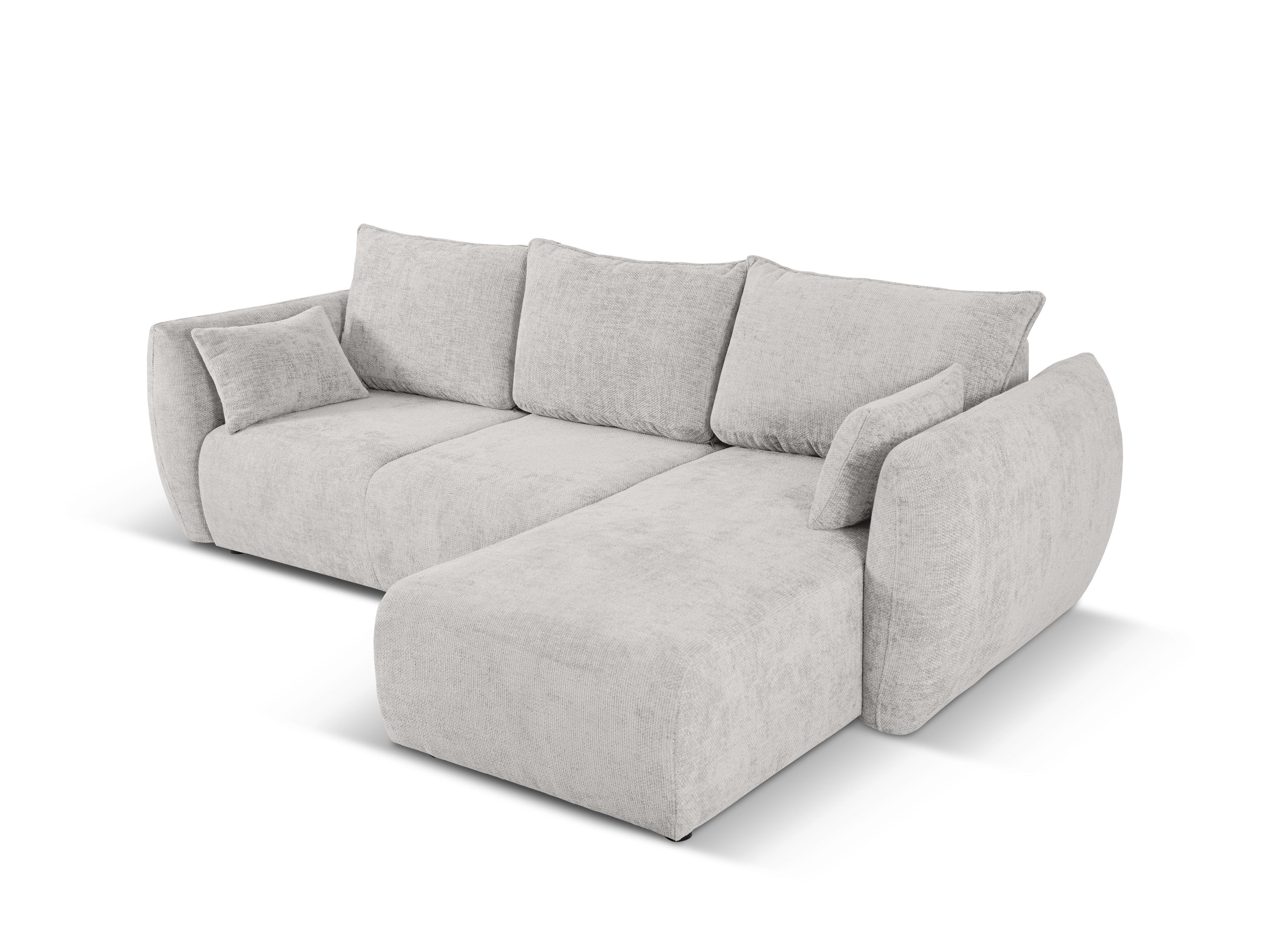 Narożnik prawostronny z funkcją spania MATERA jasnoszary szenil Cosmopolitan Design Eye on Design