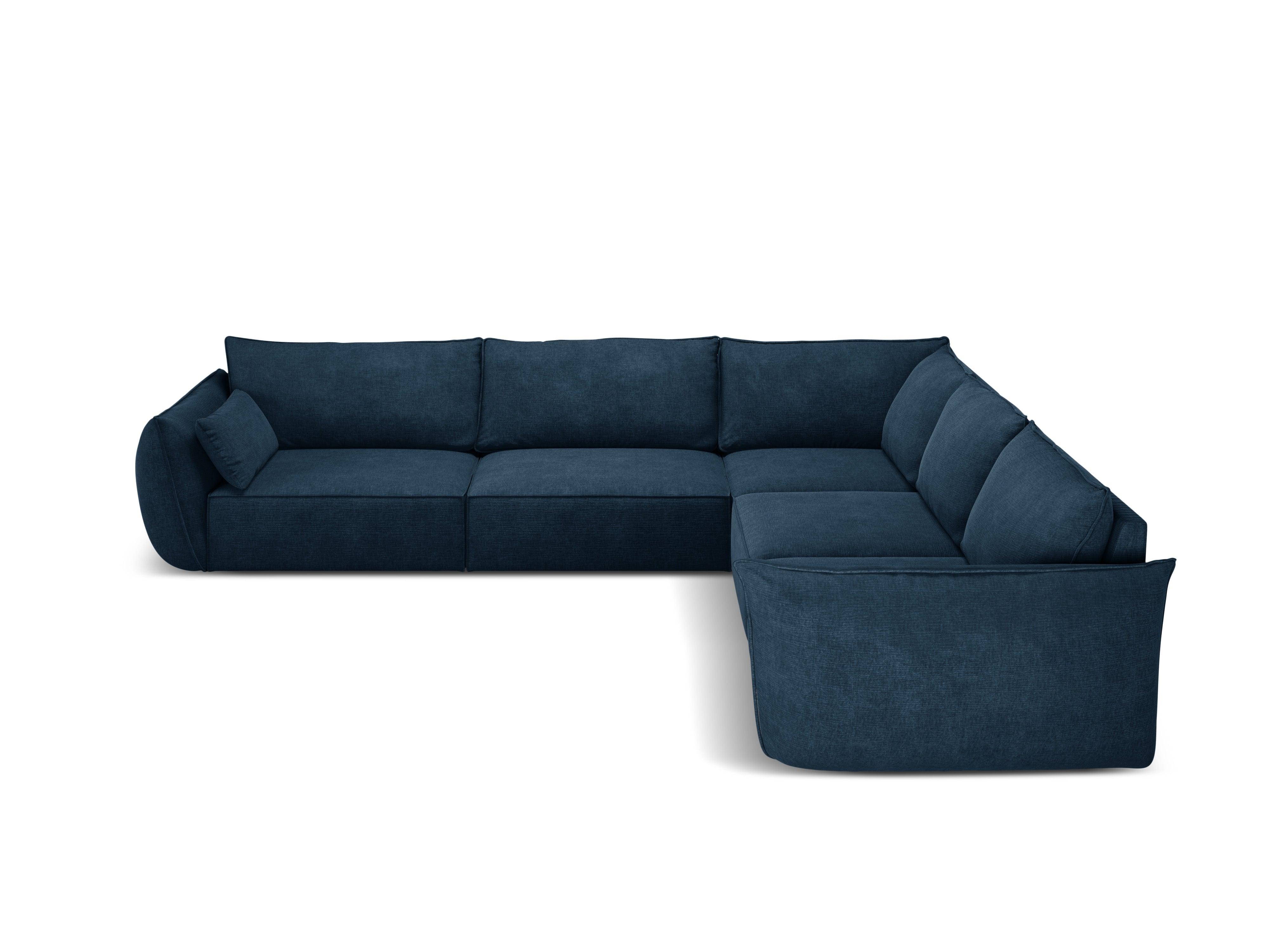 Narożnik symetryczny w tkaninie szenilowej VANDA granat królewski Mazzini Sofas Eye on Design