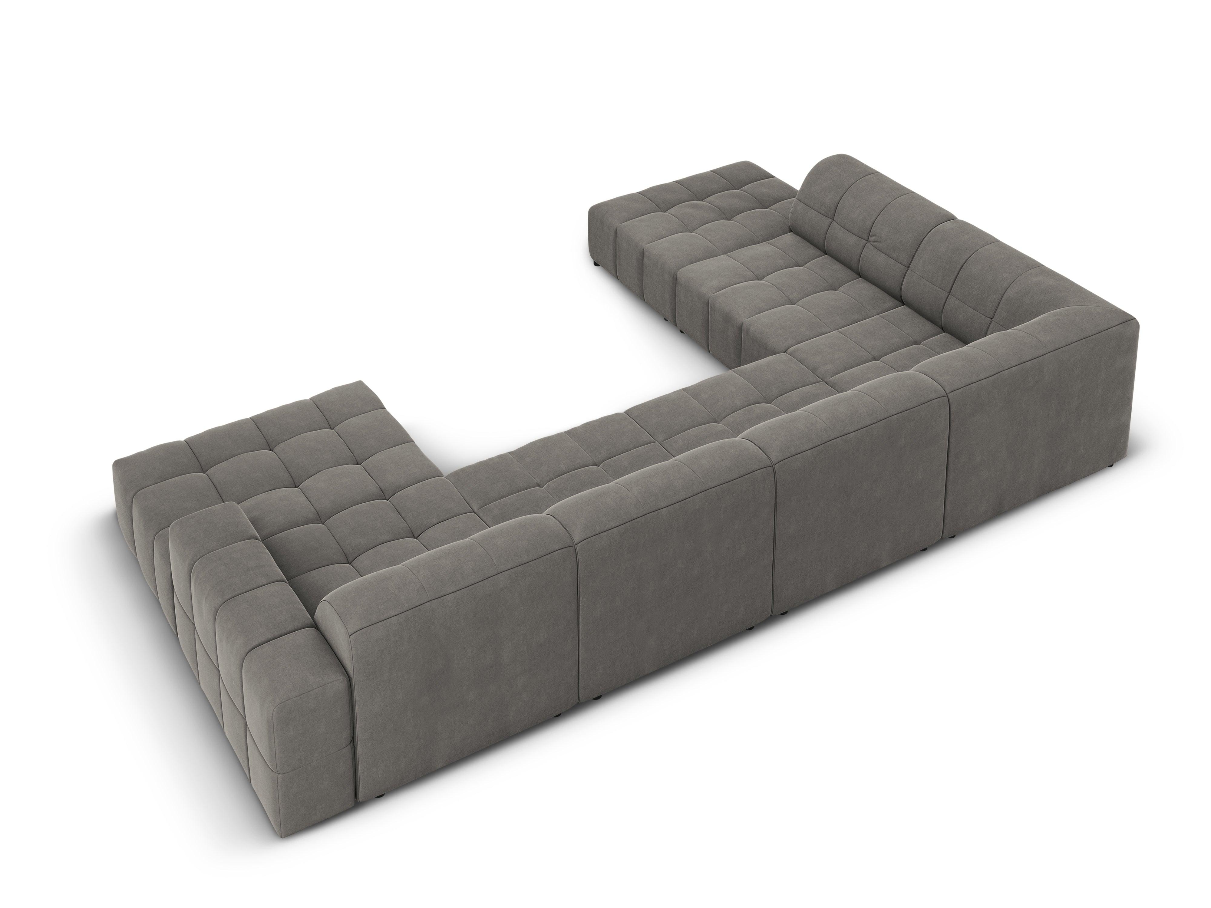 Narożnik w kształcie U aksamitny lewostronny CHICAGO szary Cosmopolitan Design Eye on Design
