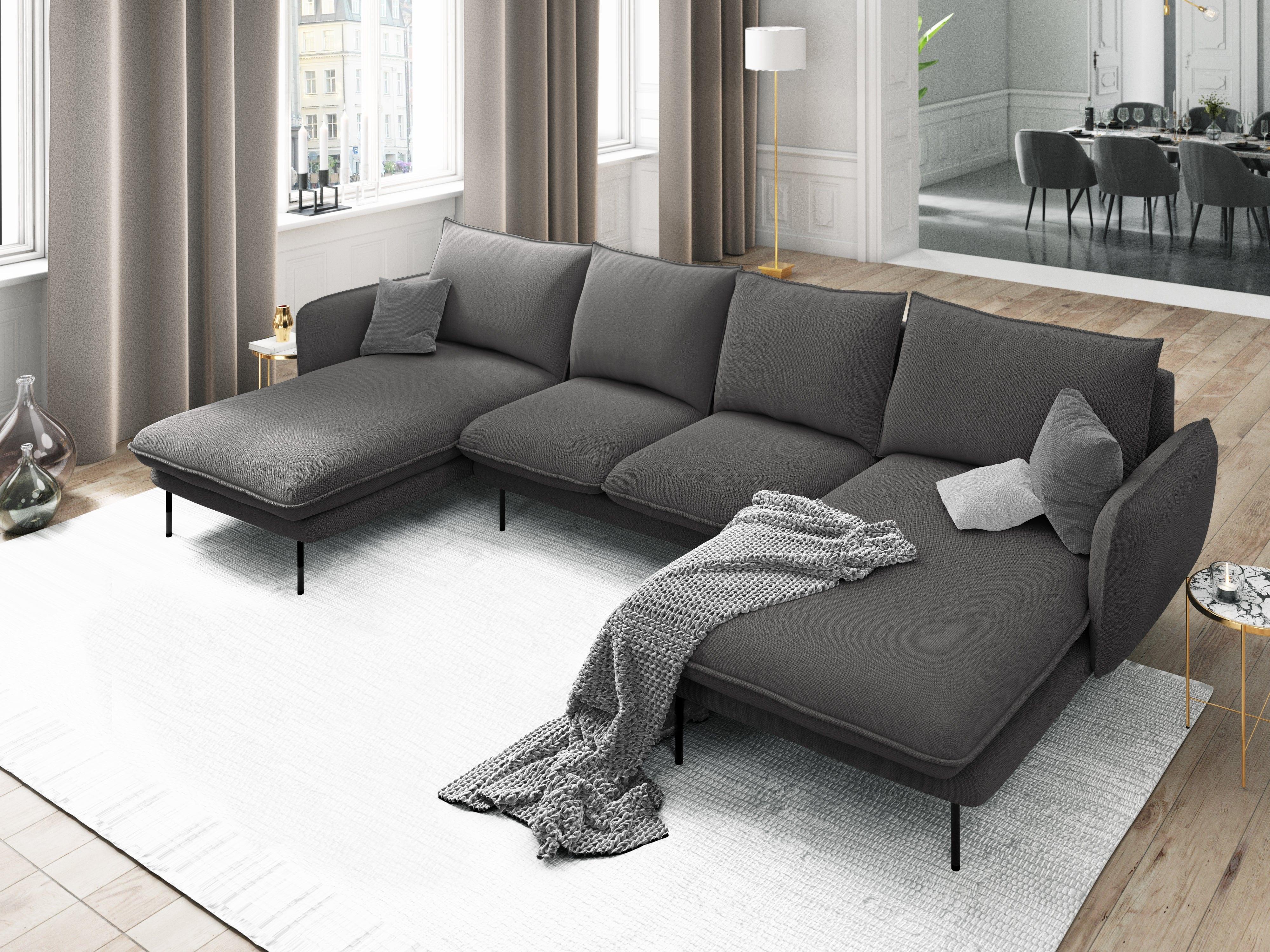 Narożnik w kształcie U VIENNA ciemnoszary z czarną podstawą Cosmopolitan Design Eye on Design