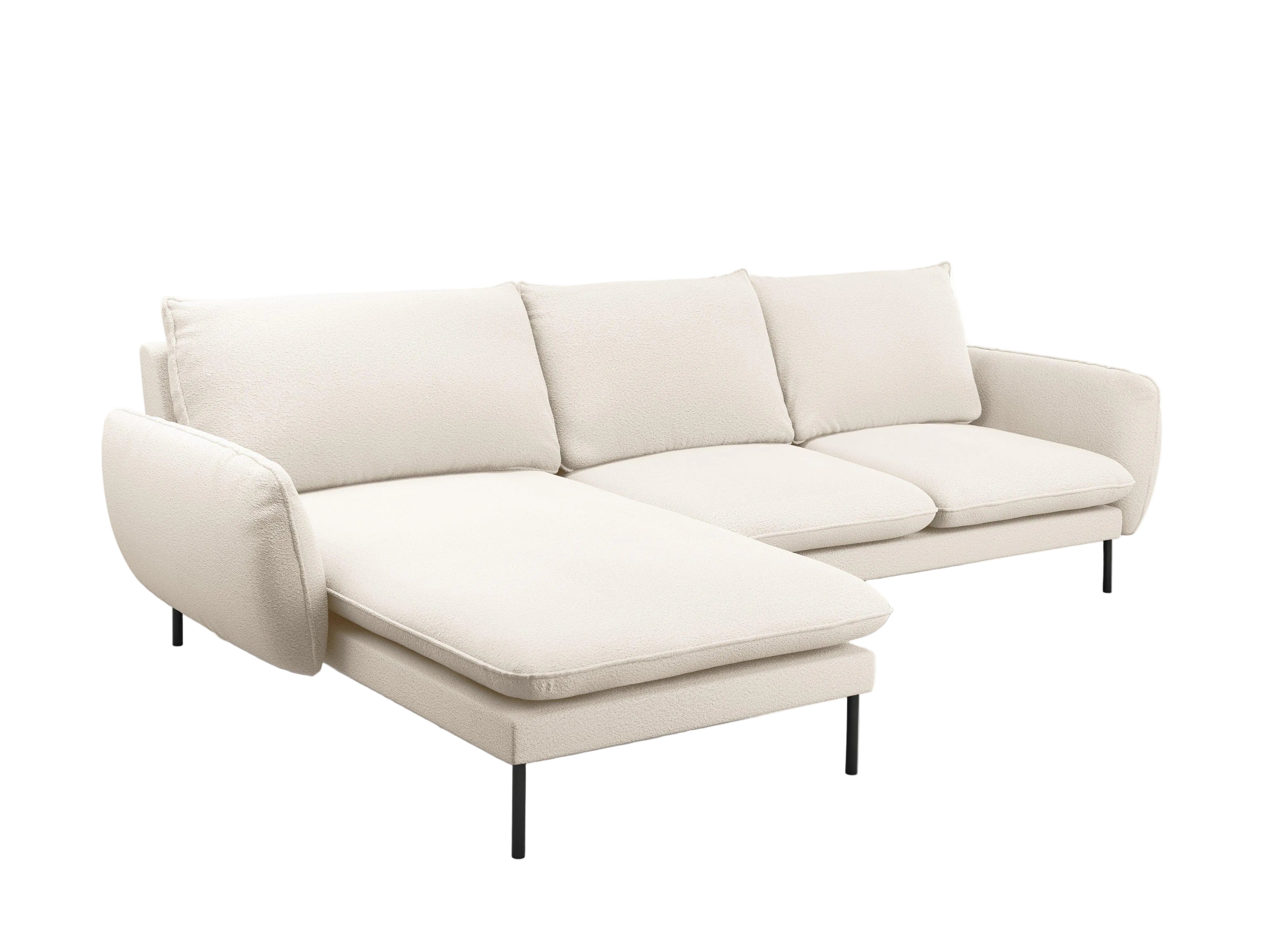 Narożnik w tkaninie boucle lewostronny VIENNA beżowy z czarną podstawą Cosmopolitan Design Eye on Design