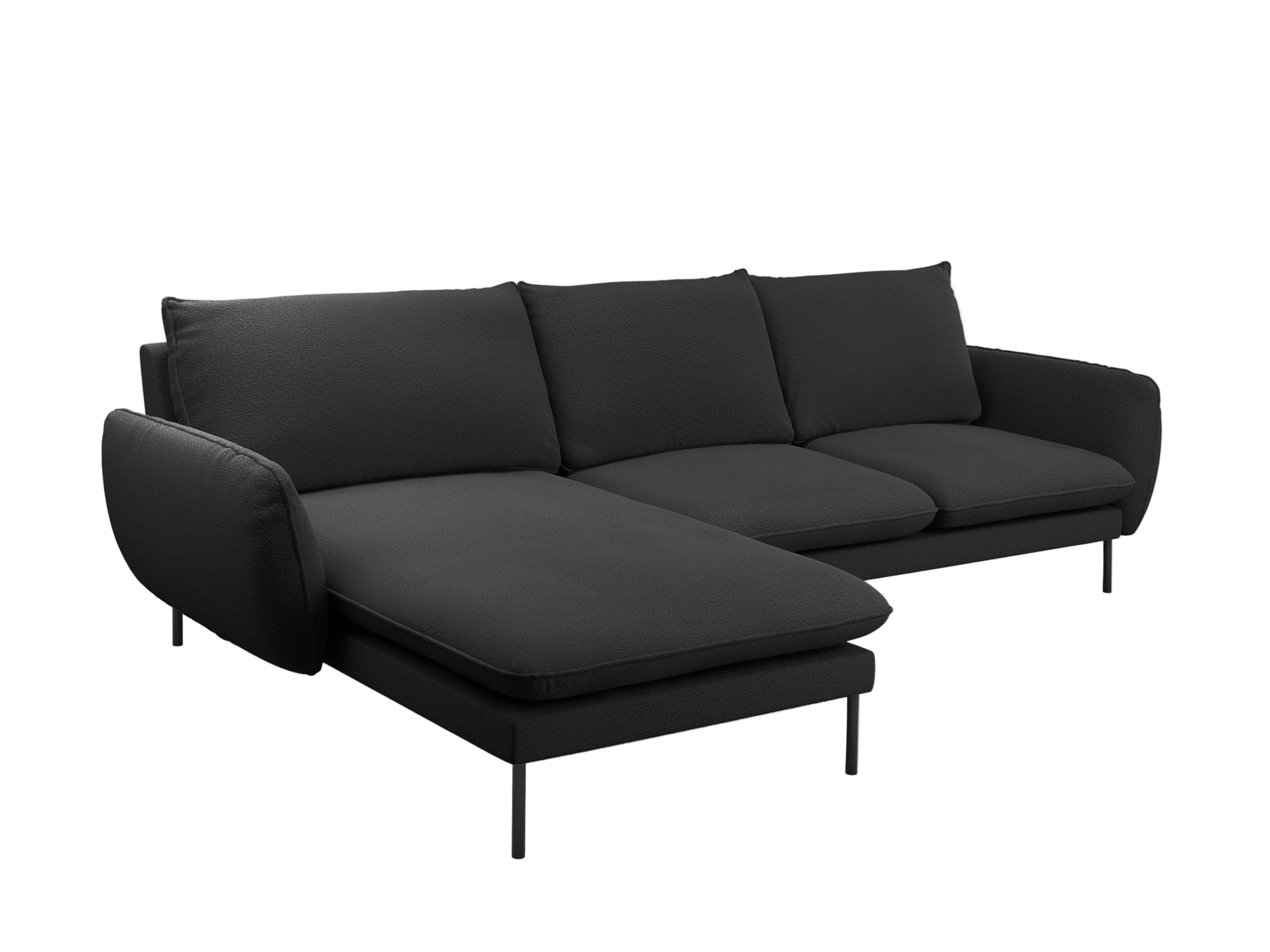 Narożnik w tkaninie boucle lewostronny VIENNA czarny z czarną podstawą Cosmopolitan Design Eye on Design