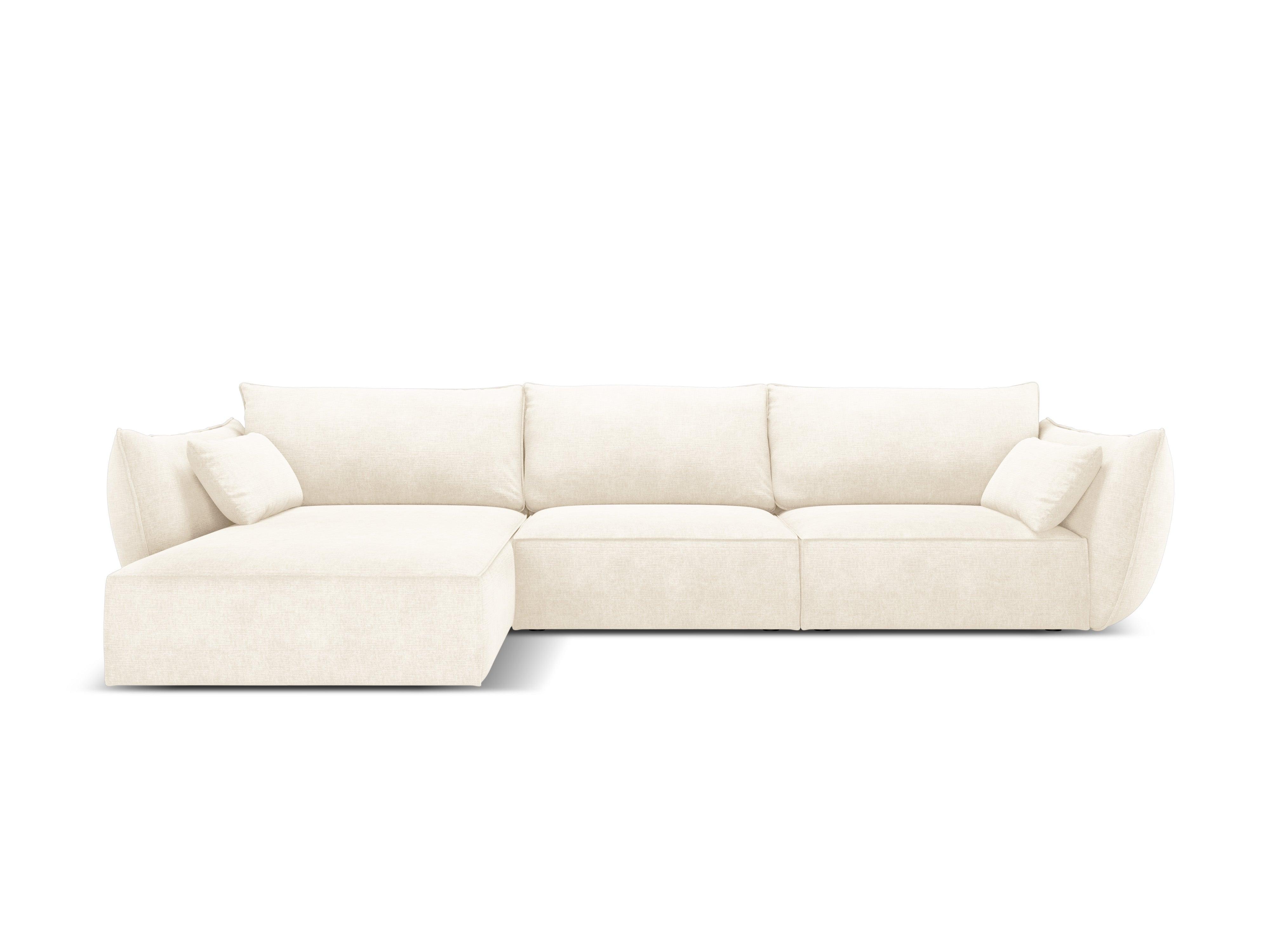 Narożnik w tkaninie szenilowej lewostronny 4-osobowy VANDA jasnobeżowy Mazzini Sofas Eye on Design