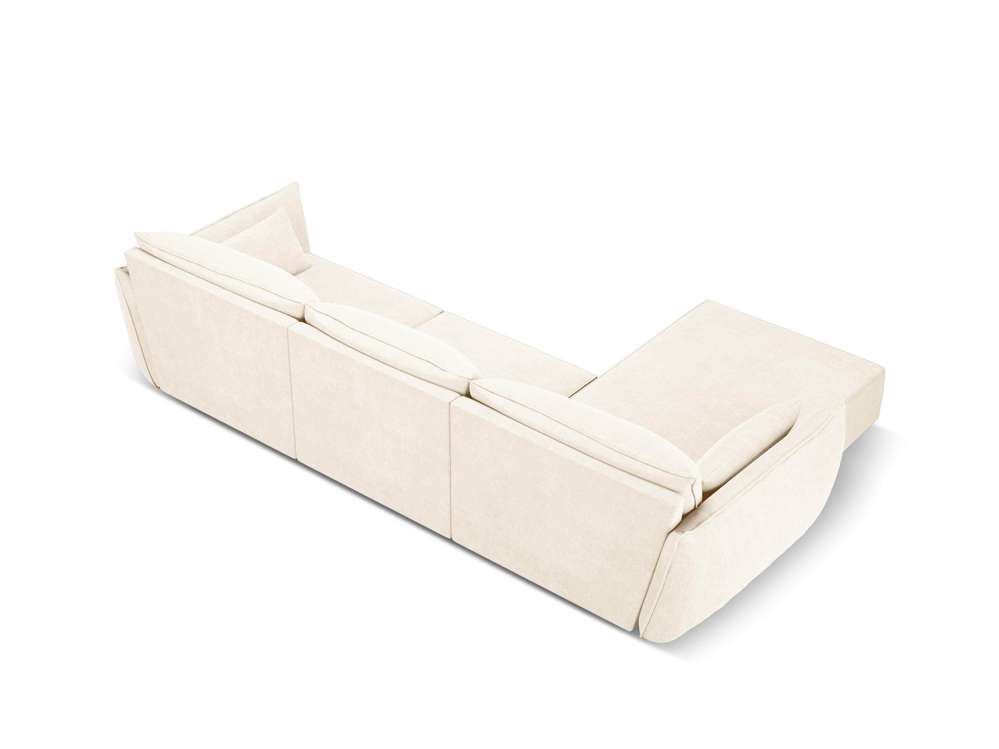Narożnik w tkaninie szenilowej lewostronny 4-osobowy VANDA jasnobeżowy Mazzini Sofas Eye on Design