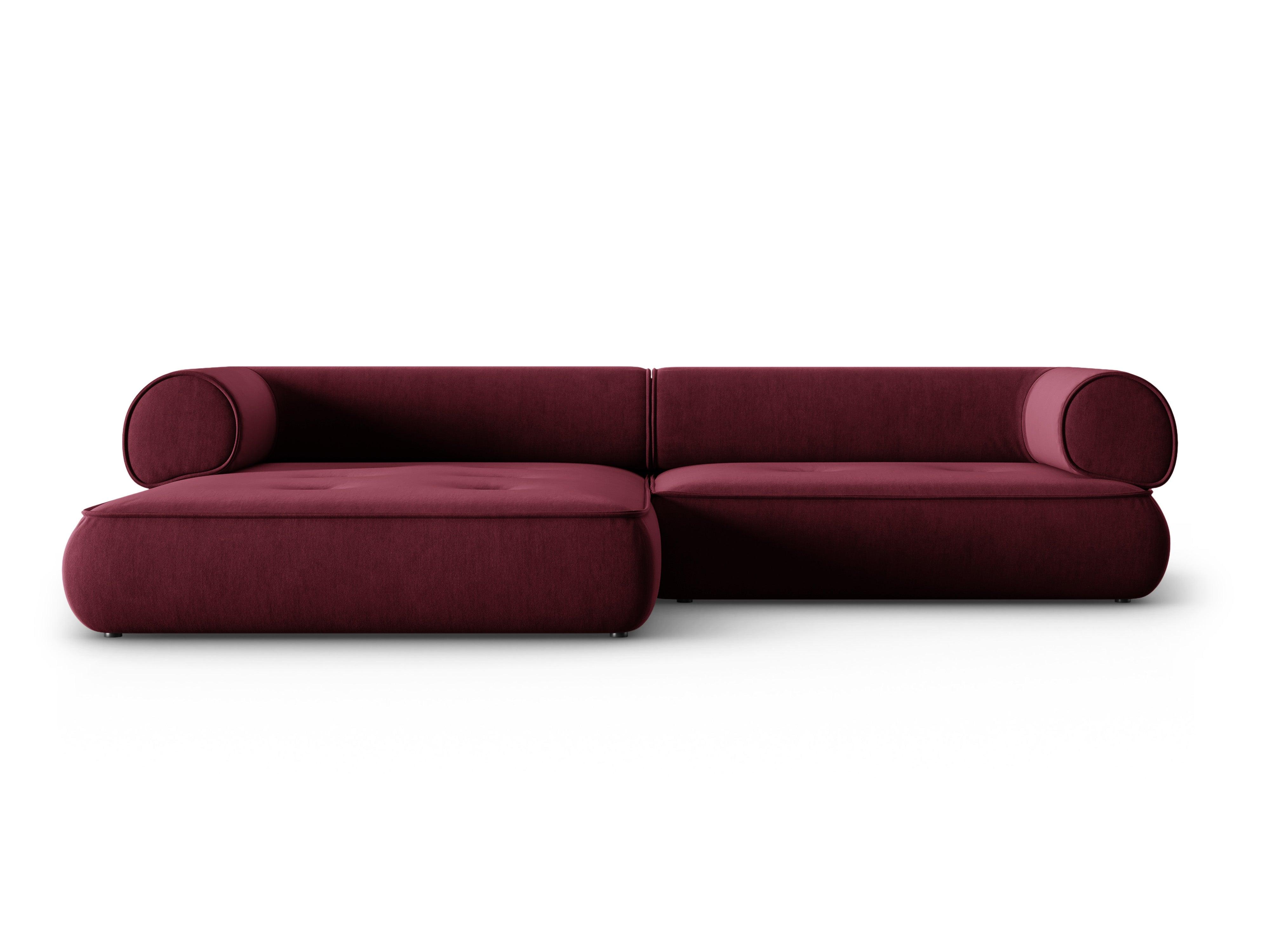 Narożnik w tkaninie szenilowej lewostronny LILY burgundowy Maison Heritage Eye on Design