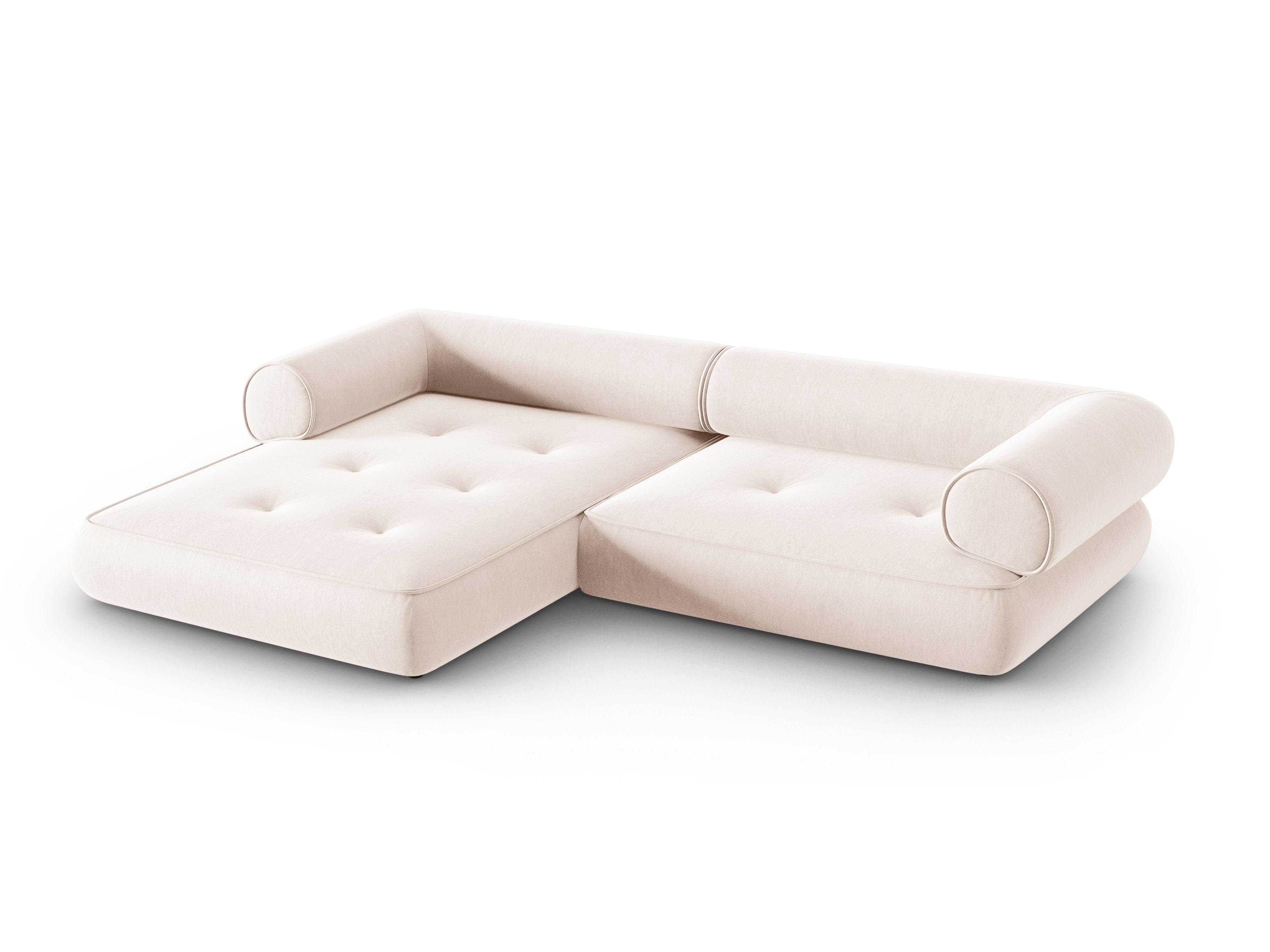 Narożnik w tkaninie szenilowej lewostronny LILY jasnobeżowy Maison Heritage Eye on Design