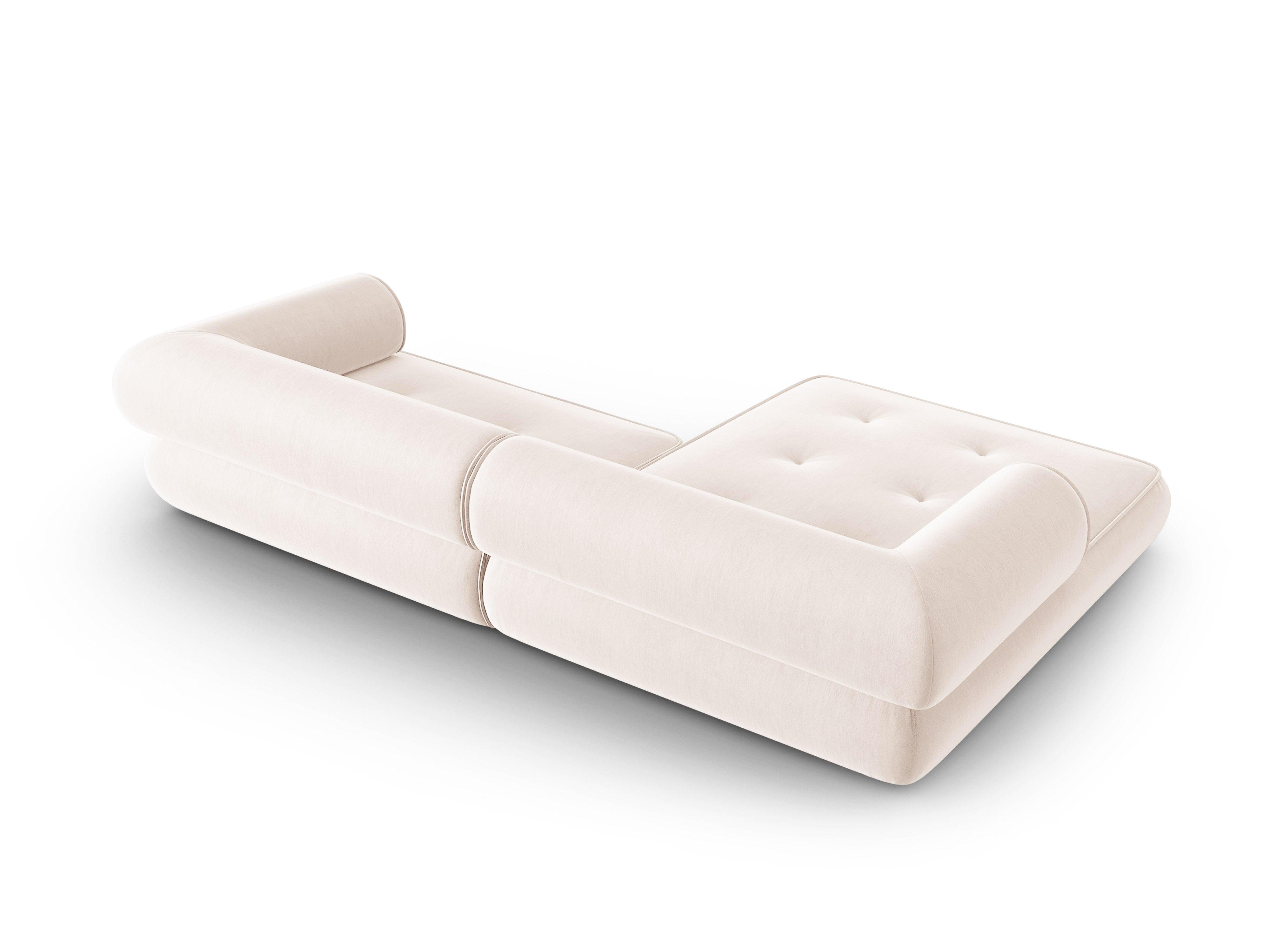 Narożnik w tkaninie szenilowej lewostronny LILY jasnobeżowy Maison Heritage Eye on Design