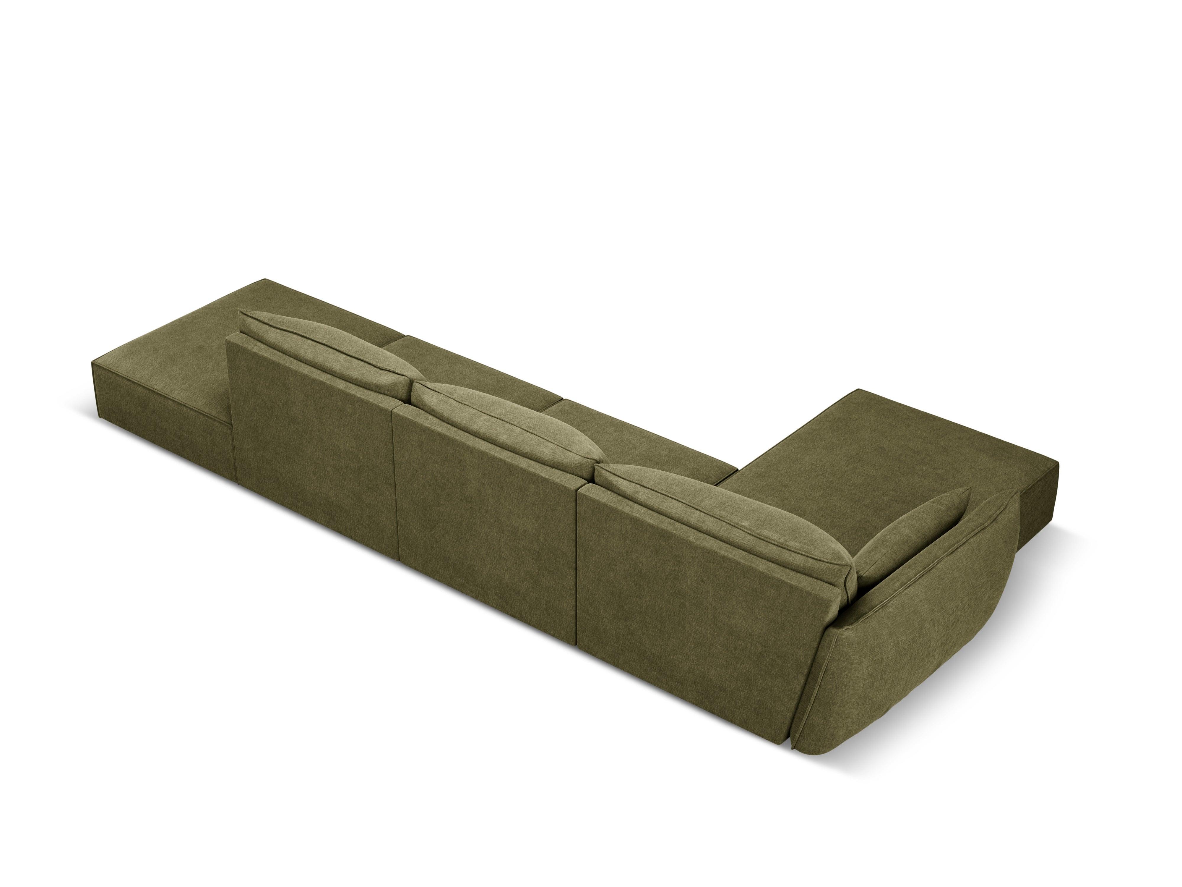 Narożnik w tkaninie szenilowej lewostronny otwarty VANDA zielony Mazzini Sofas Eye on Design