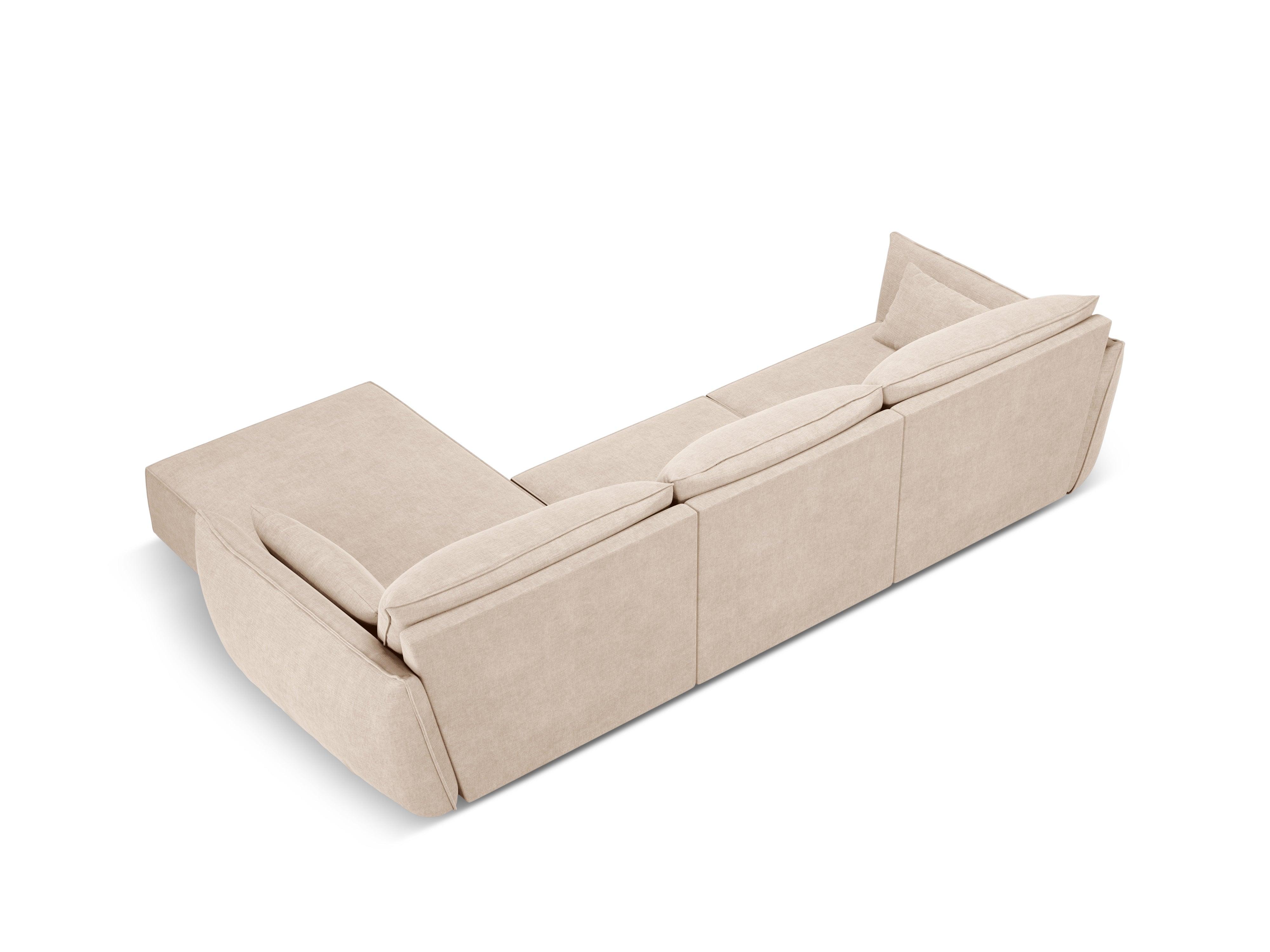 Narożnik w tkaninie szenilowej prawostronny 4-osobowy VANDA beżowy Mazzini Sofas Eye on Design