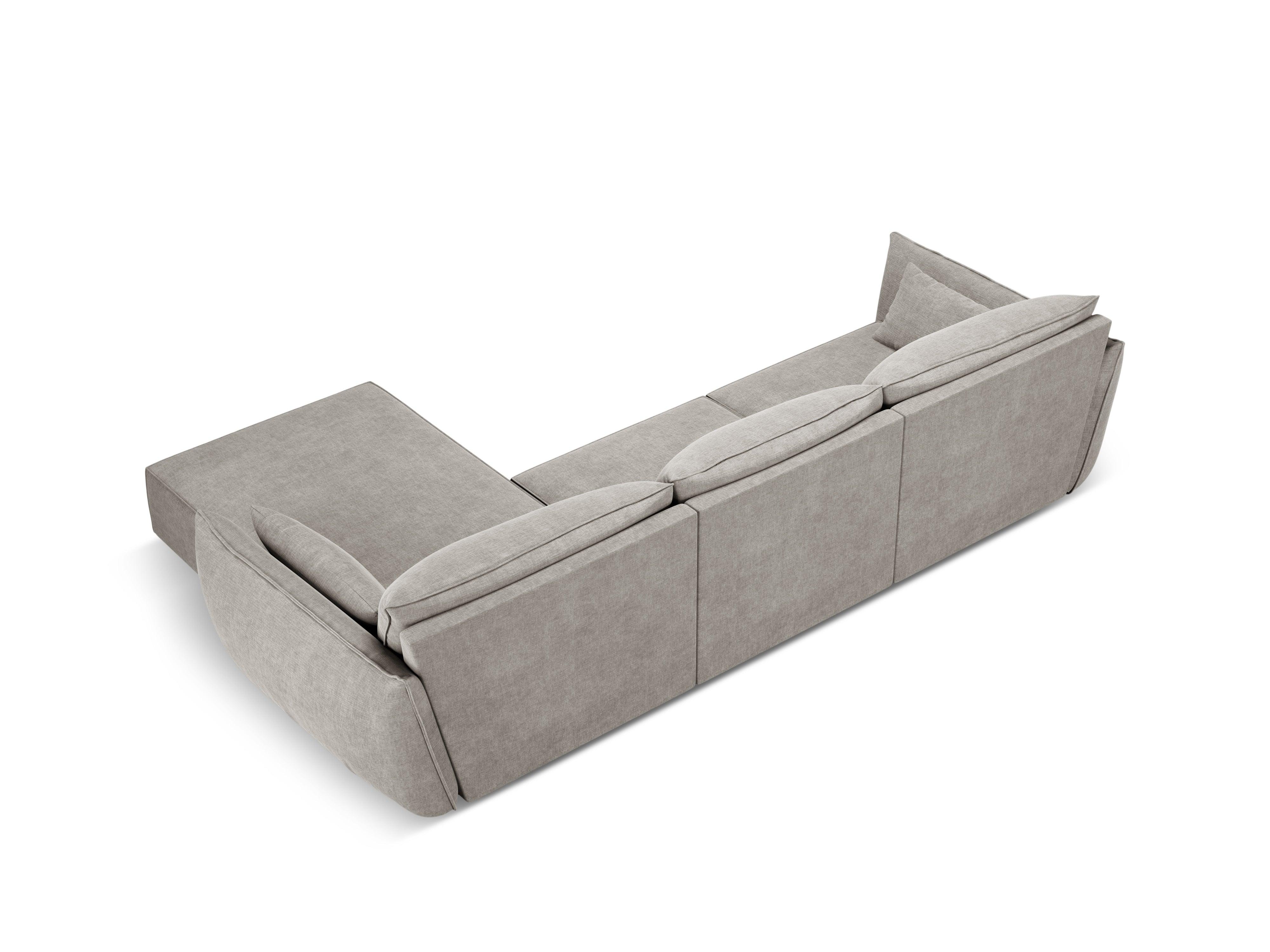 Narożnik w tkaninie szenilowej prawostronny 4-osobowy VANDA jasnoszary Mazzini Sofas Eye on Design