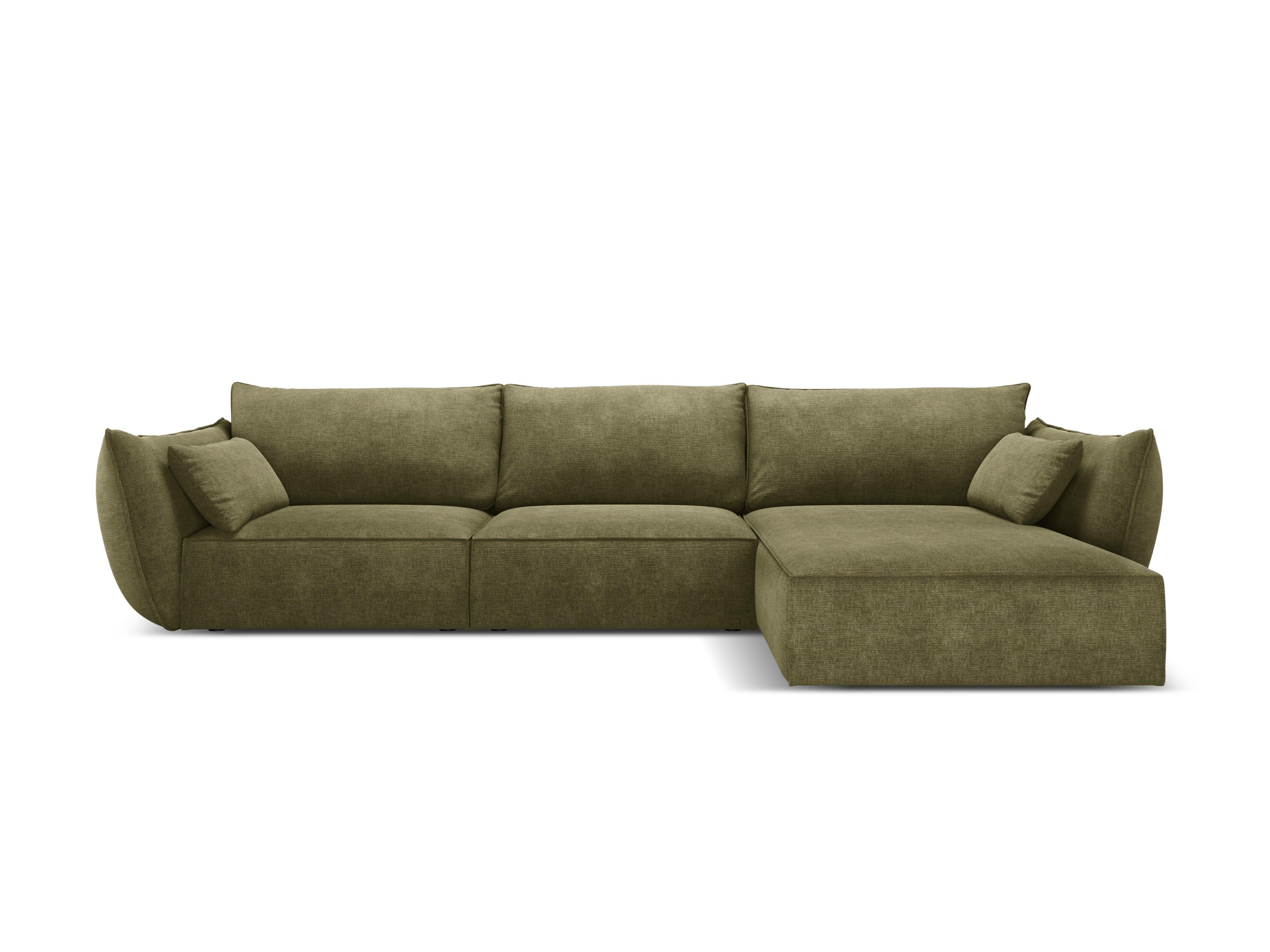 Narożnik w tkaninie szenilowej prawostronny 4-osobowy VANDA zielony Mazzini Sofas Eye on Design