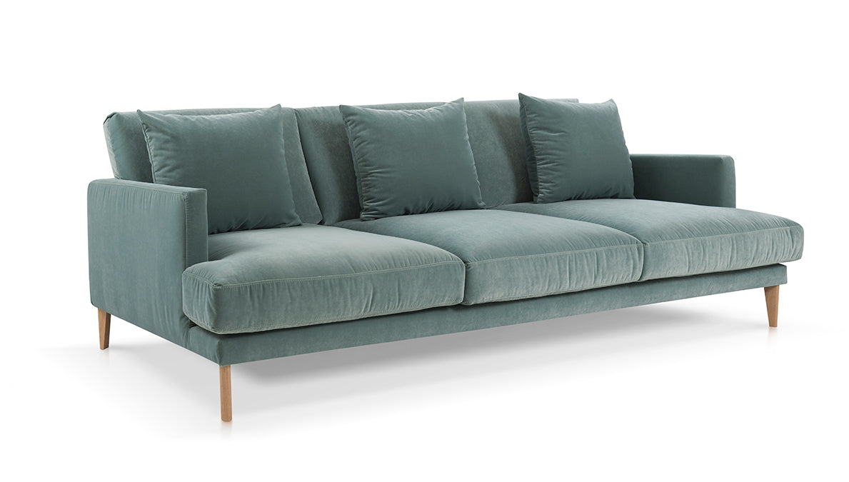 PARADISE upholstered sofa with an oak base