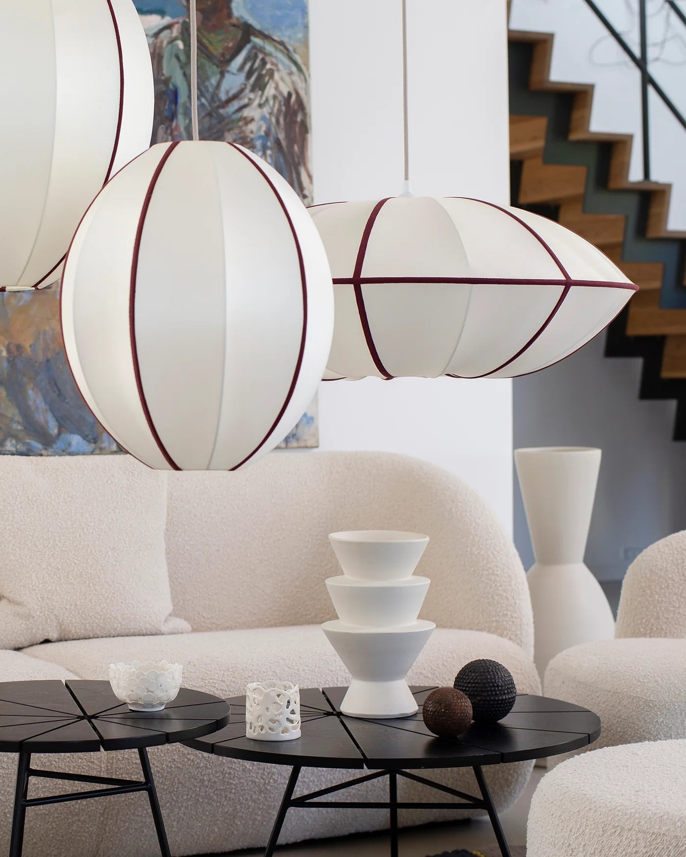 UFO-Schirm gebrochenes Weiß mit Bordeaux