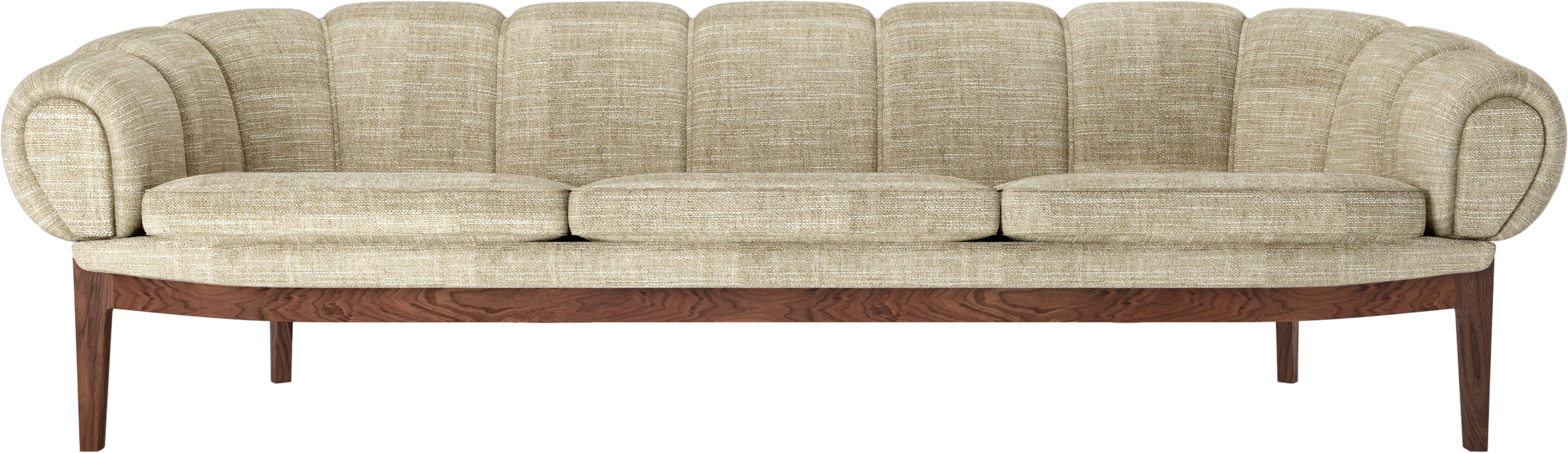 Sofa 3-Sitzer CROISSANT gepolstert mit Nussbaumfuß