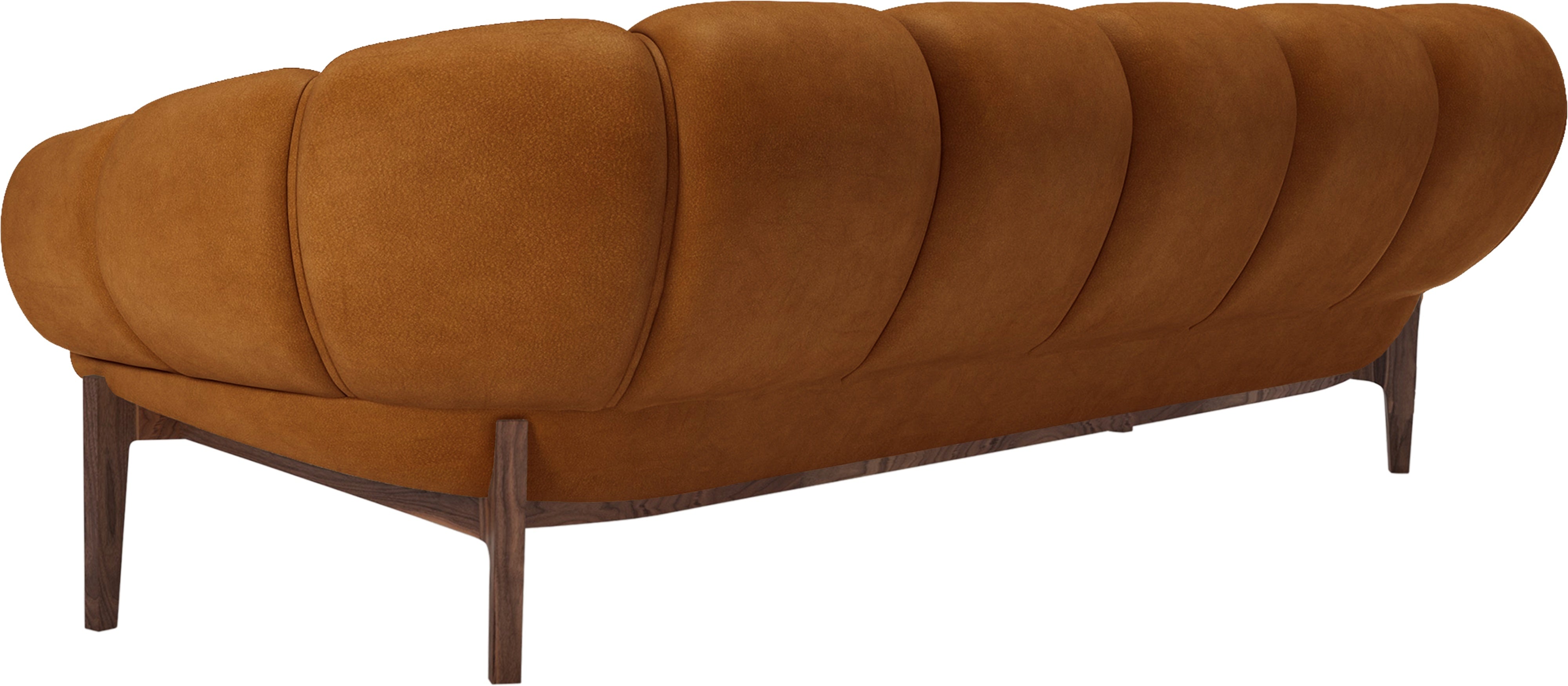 Sofa 3-Sitzer CROISSANT aus Leder mit Nussbaumfuß