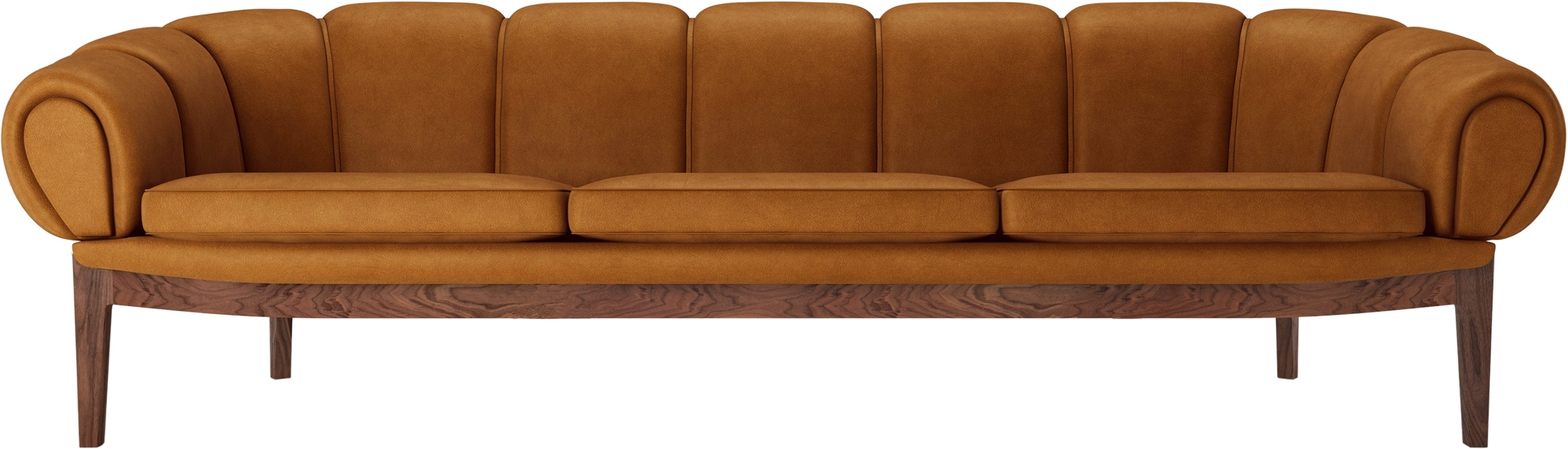 Sofa 3-Sitzer CROISSANT aus Leder mit Nussbaumfuß