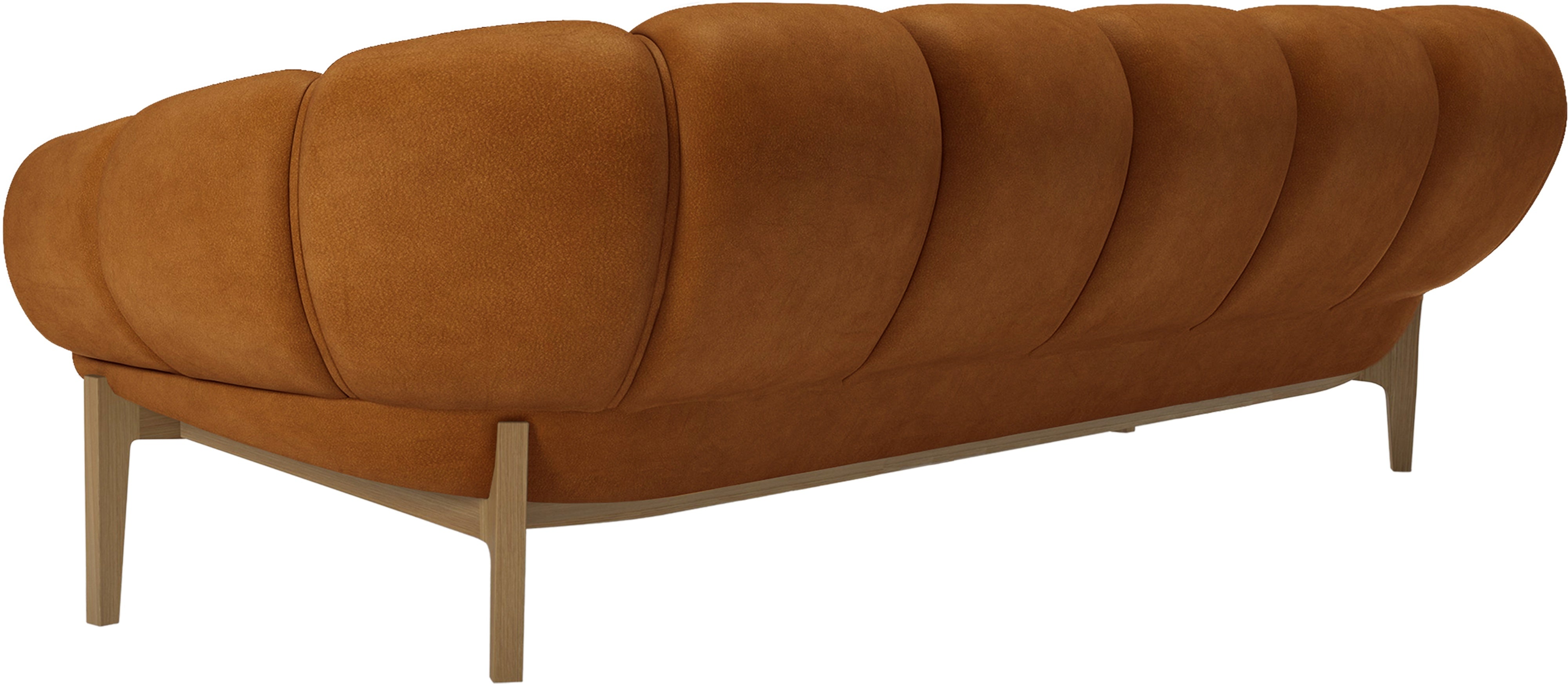Sofa 3-sitzig CROISSANT gepolstert aus Leder mit Eichenbasis