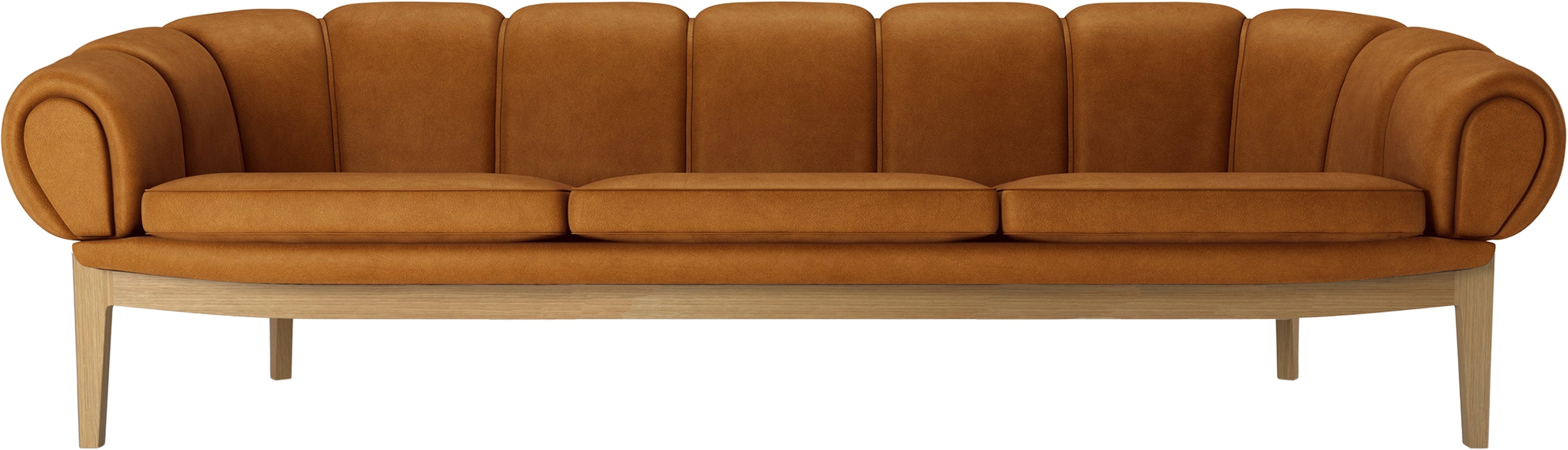 Sofa 3-sitzig CROISSANT gepolstert aus Leder mit Eichenbasis