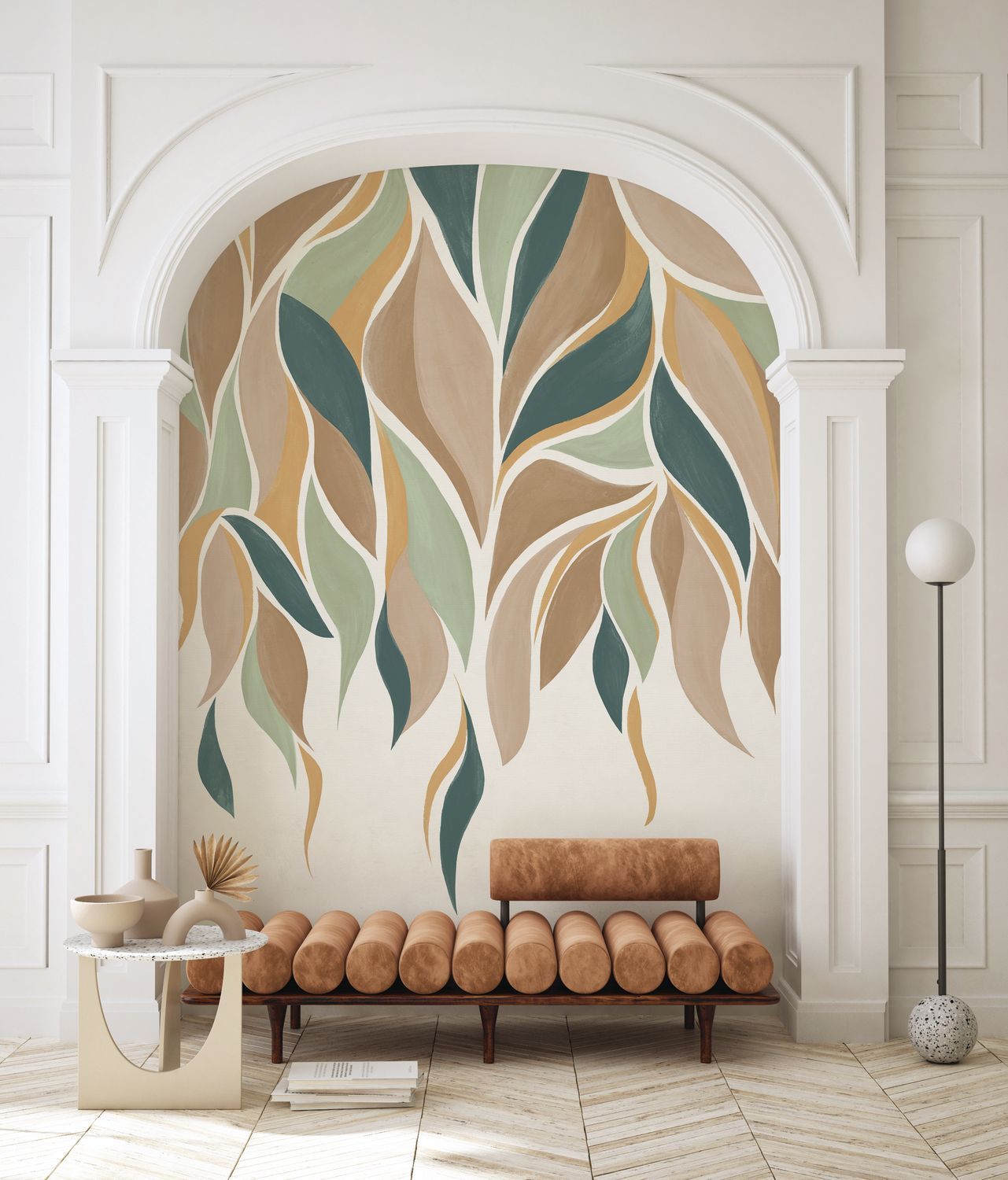 GRACILIS mural in brown with green