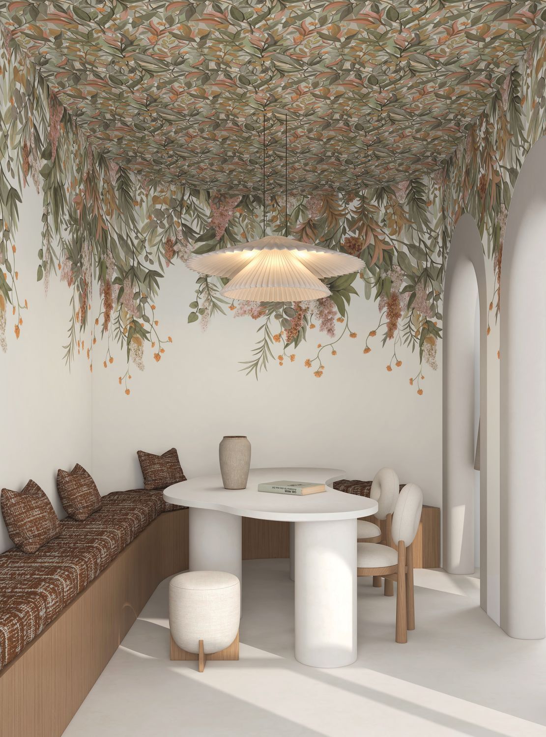 Wandbild WISTERIA grün mit rosa
