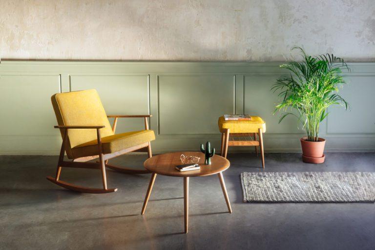 Podnóżek FOX żółty w tkaninie Shine Velvet Mustard 366 concept Eye on Design