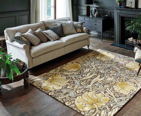 PIMPERNEL AUBERGINE Teppich beige-grün
